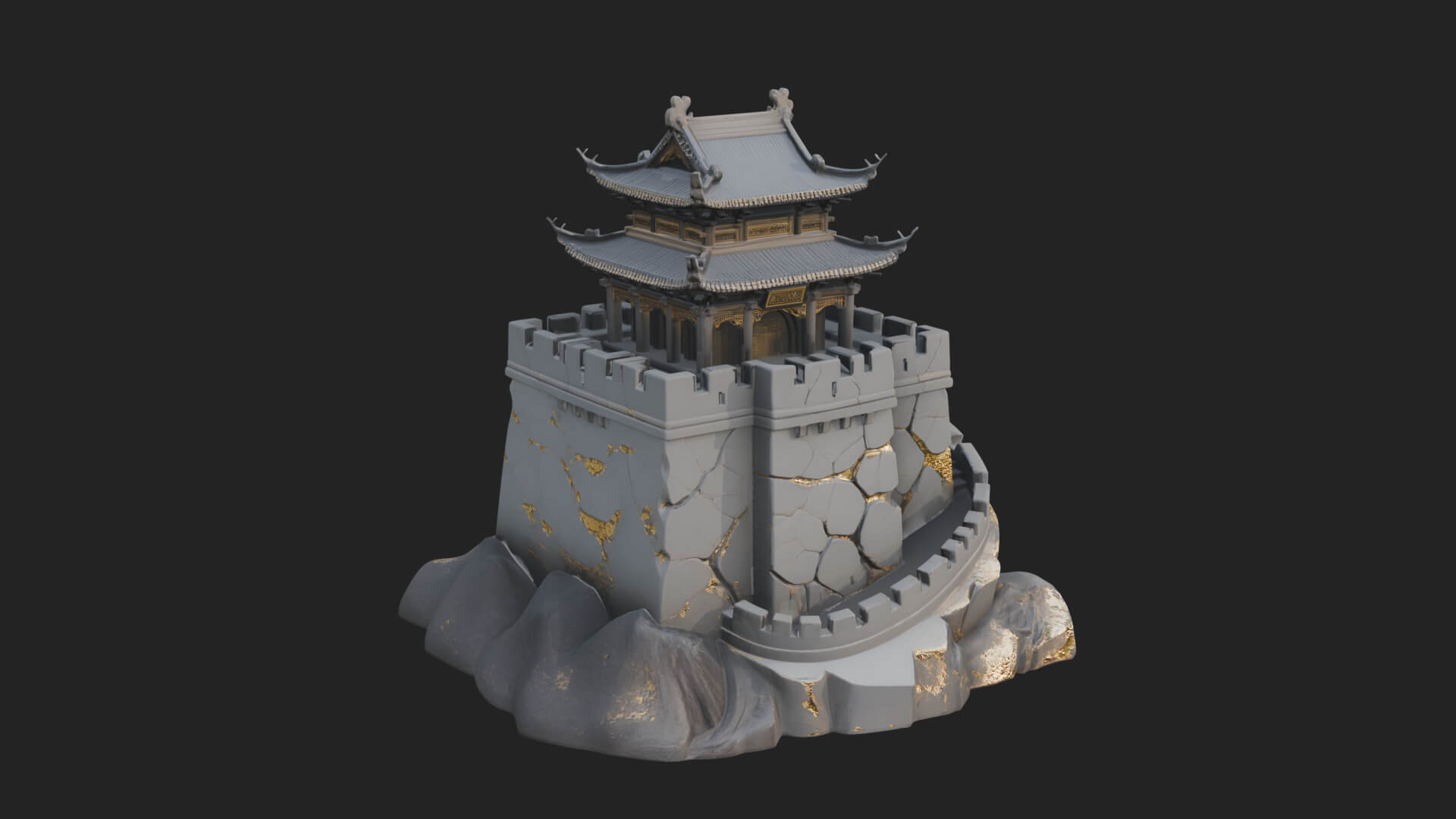 Fortified Pagoda Tower Design 4 3D Print Model 3D Model