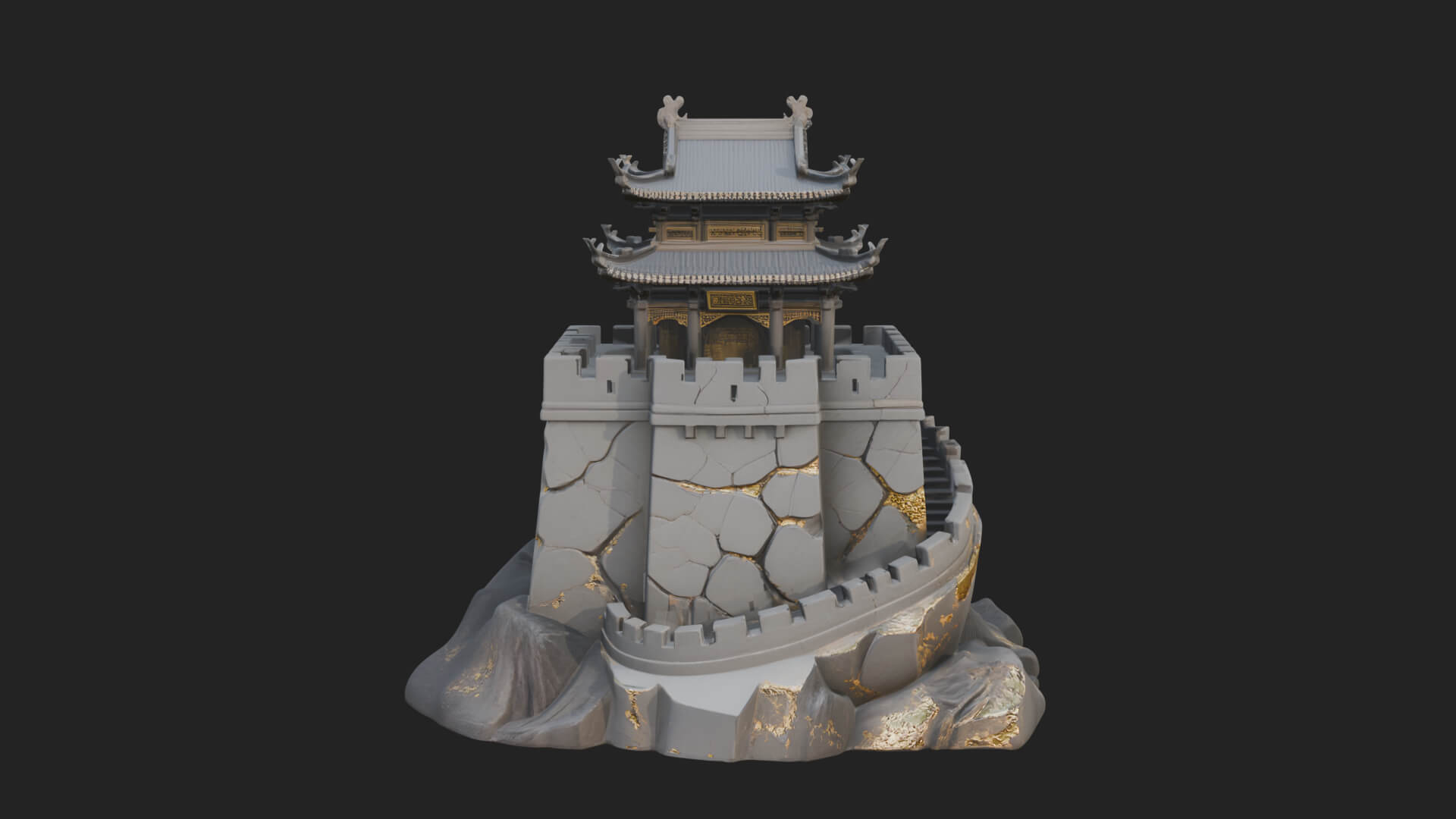 Fortified Pagoda Tower Design 4 3D Print Model 3D Model