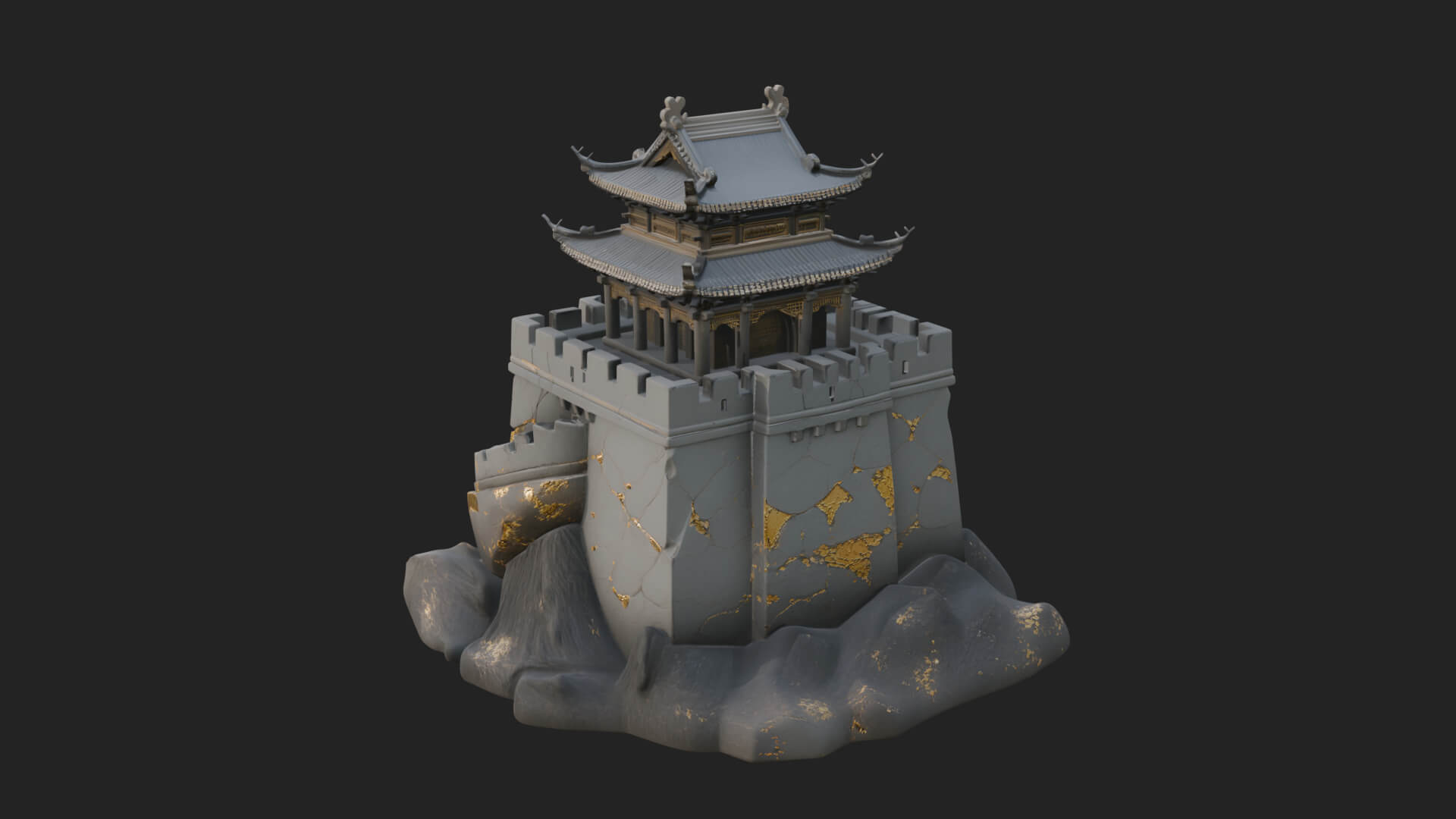 Fortified Pagoda Tower Design 4 3D Print Model 3D Model