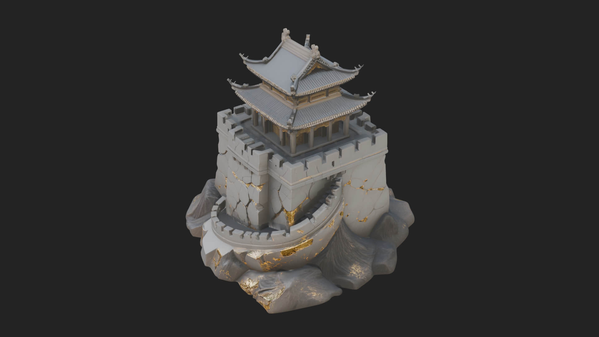 Fortified Pagoda Tower Design 4 3D Print Model 3D Model
