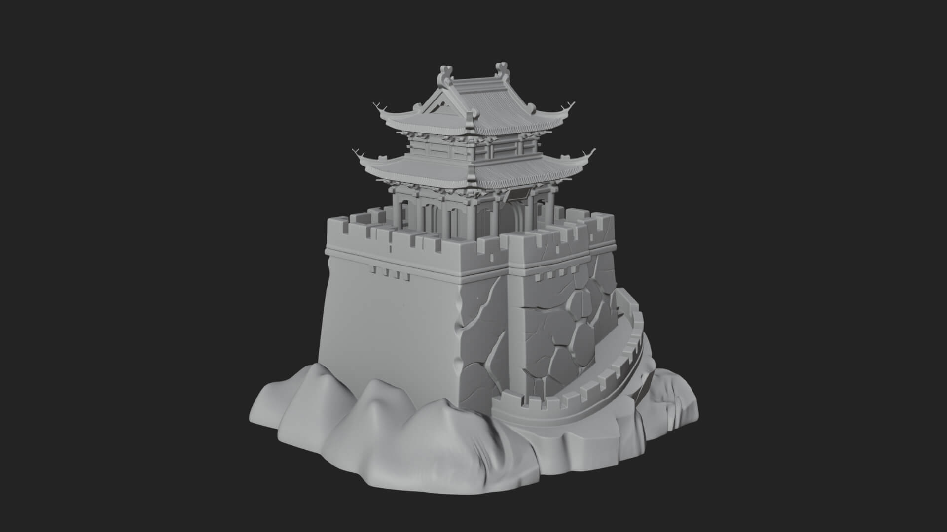 Fortified Pagoda Tower Design 4 3D Print Model 3D Model
