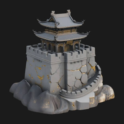 Fortified Pagoda Tower Design 4 3D Print Model