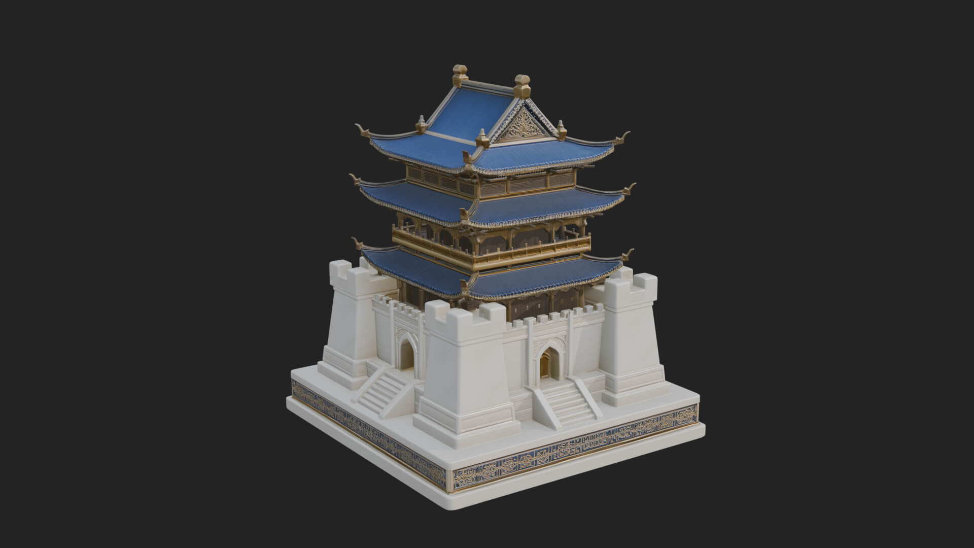 Fortified Pagoda Tower Design 5 3D Print Model 3D Model
