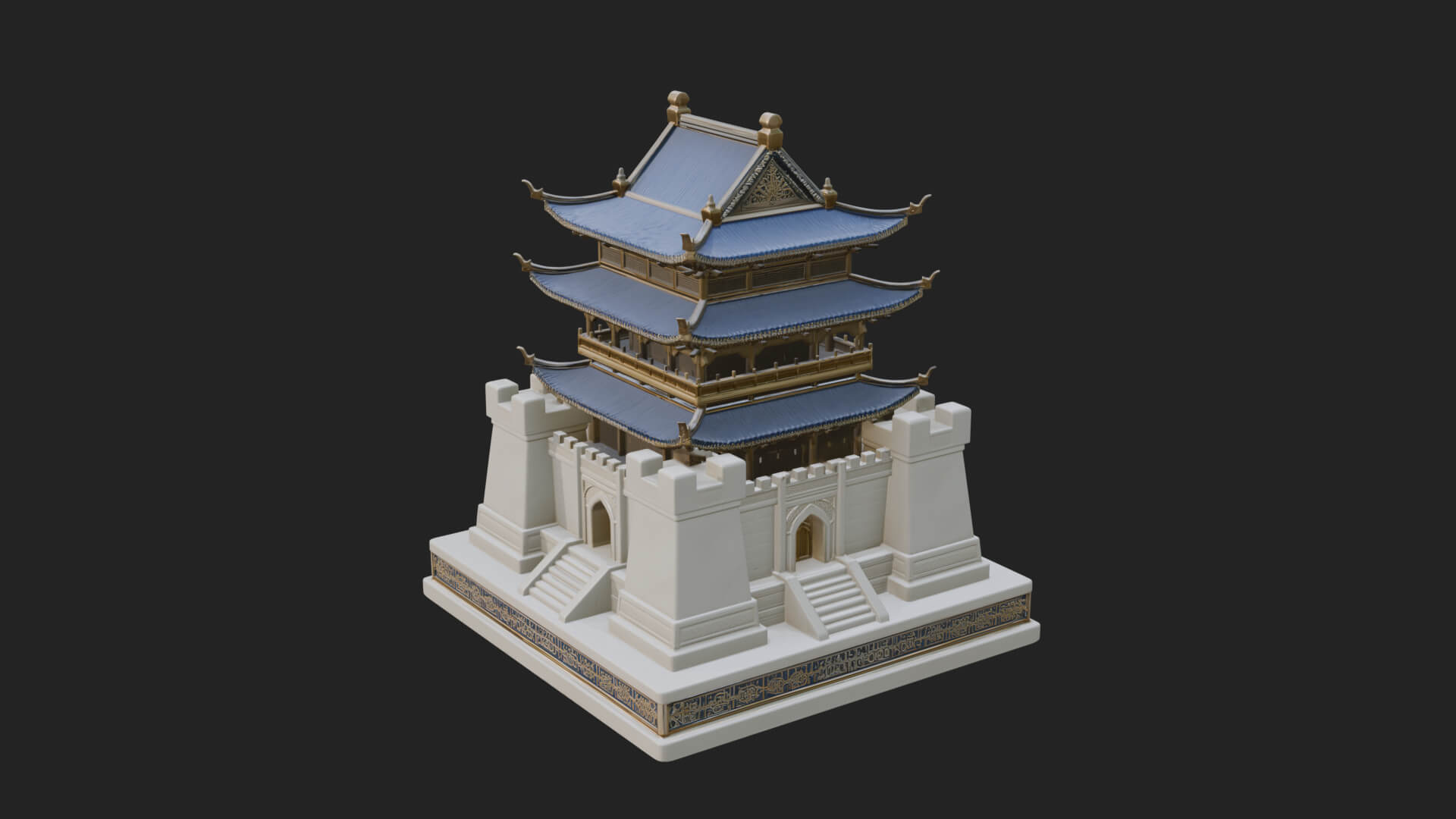 Fortified Pagoda Tower Design 5 3D Print Model 3D Model