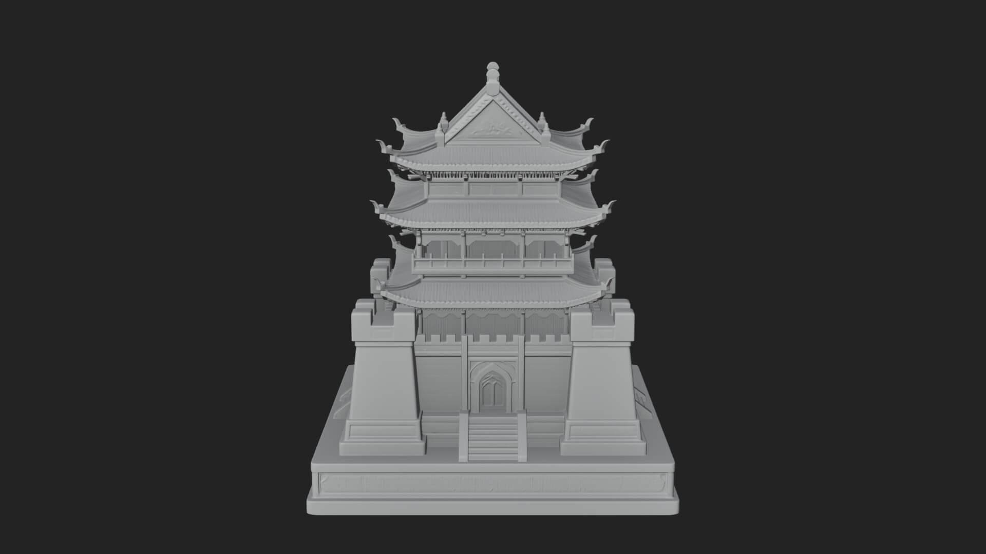 Fortified Pagoda Tower Design 5 3D Print Model 3D Model
