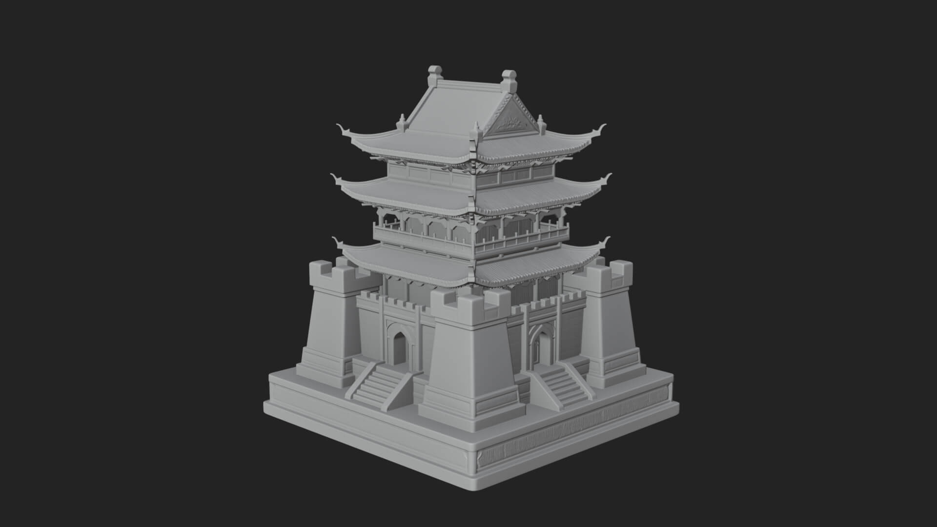 Fortified Pagoda Tower Design 5 3D Print Model 3D Model