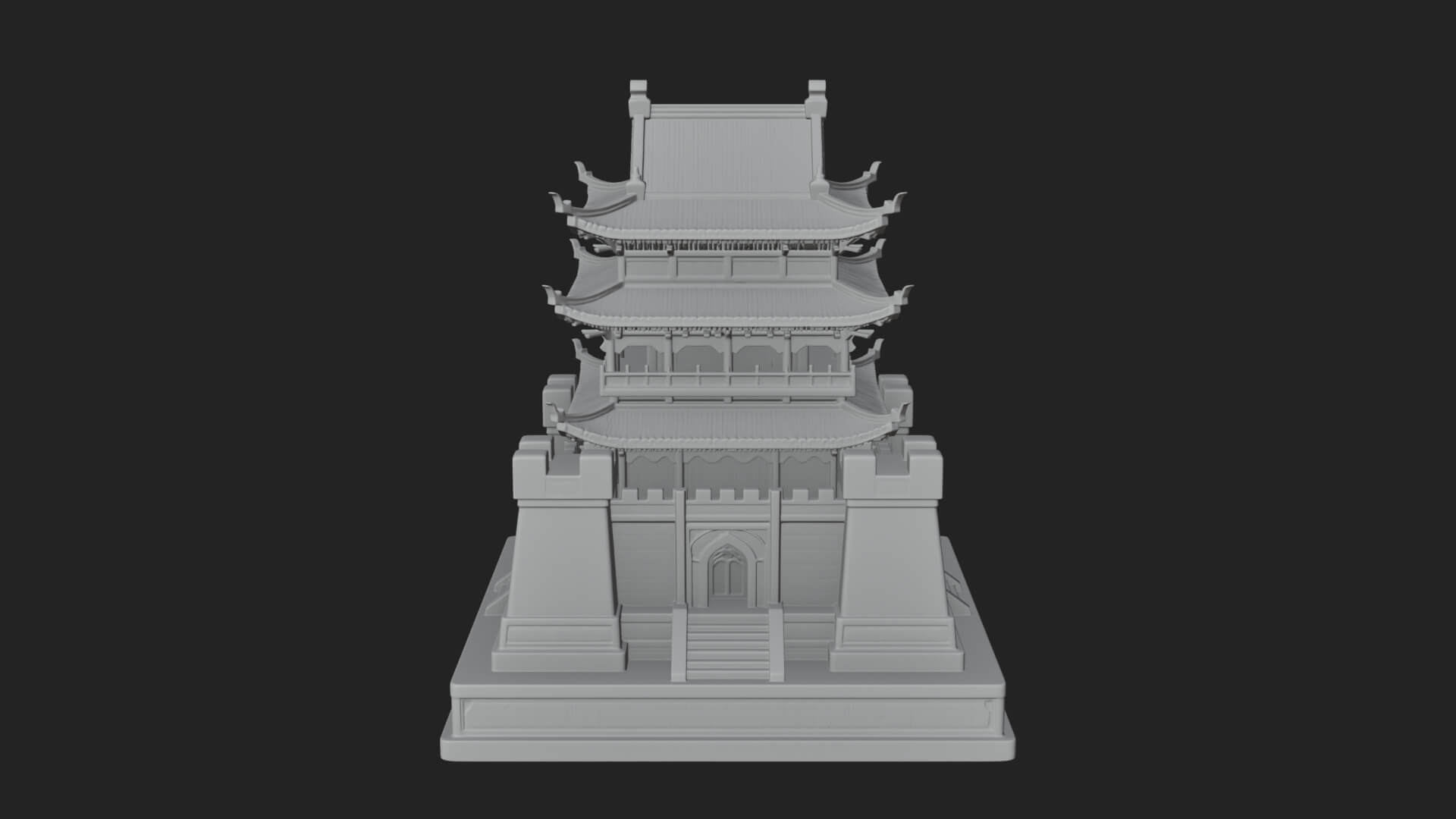 Fortified Pagoda Tower Design 5 3D Print Model 3D Model