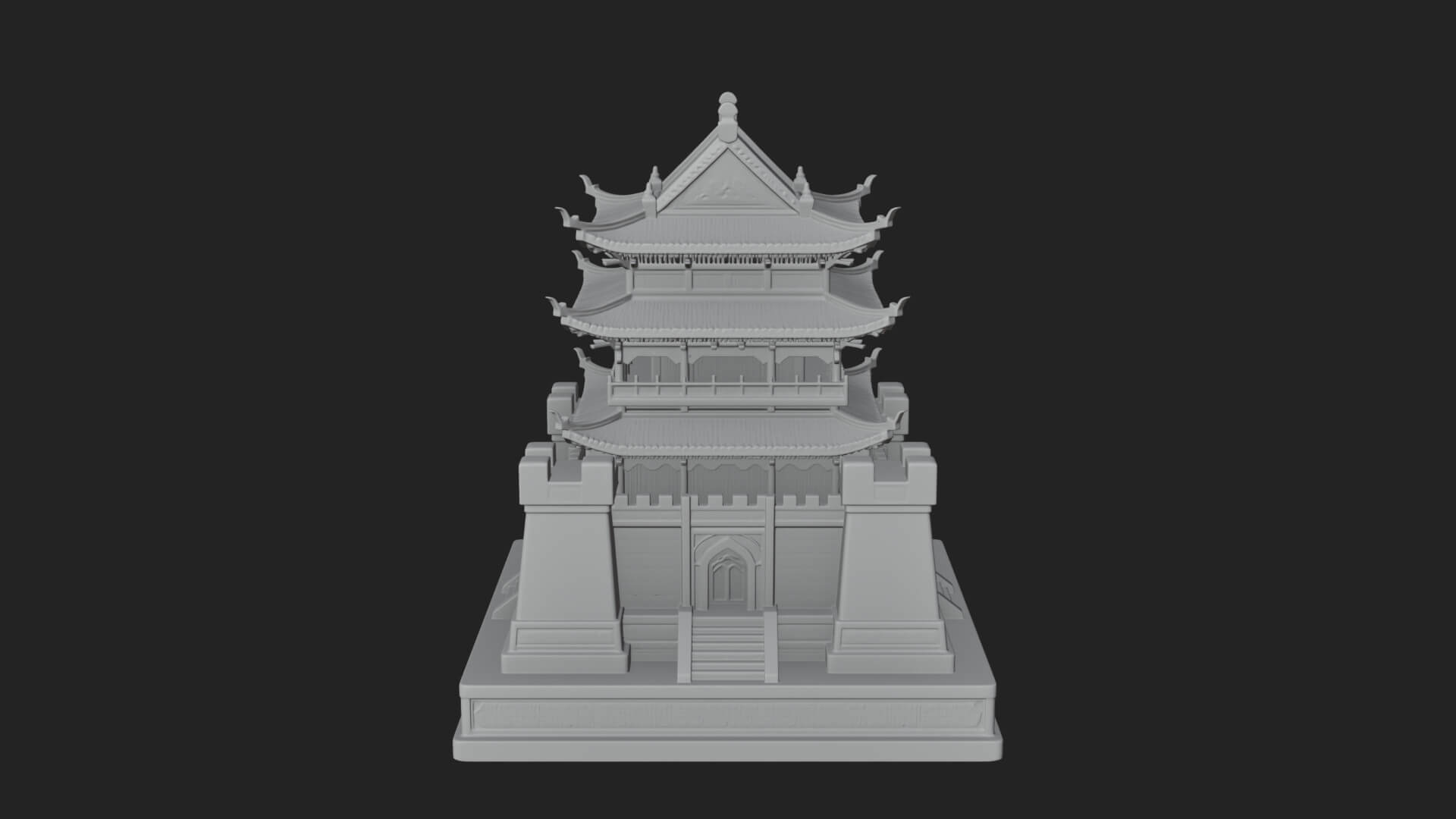 Fortified Pagoda Tower Design 5 3D Print Model 3D Model