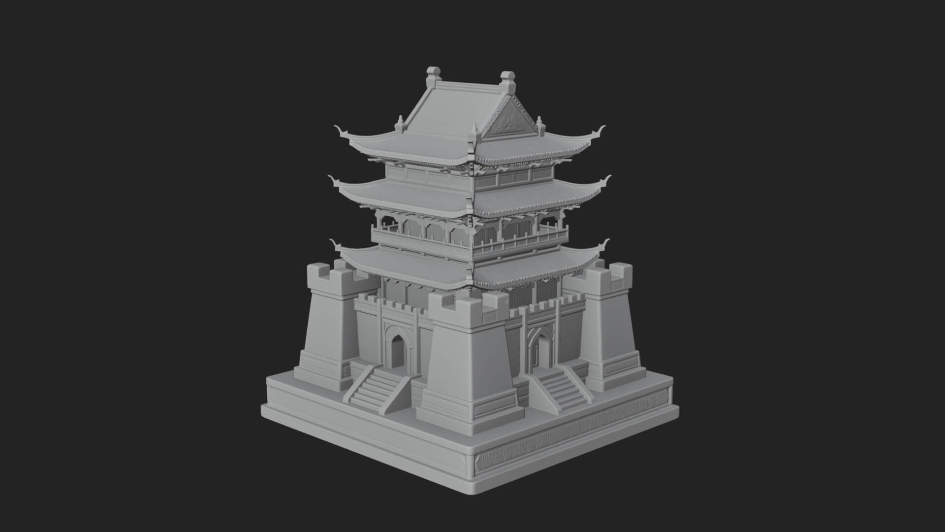 Fortified Pagoda Tower Design 5 3D Print Model 3D Model