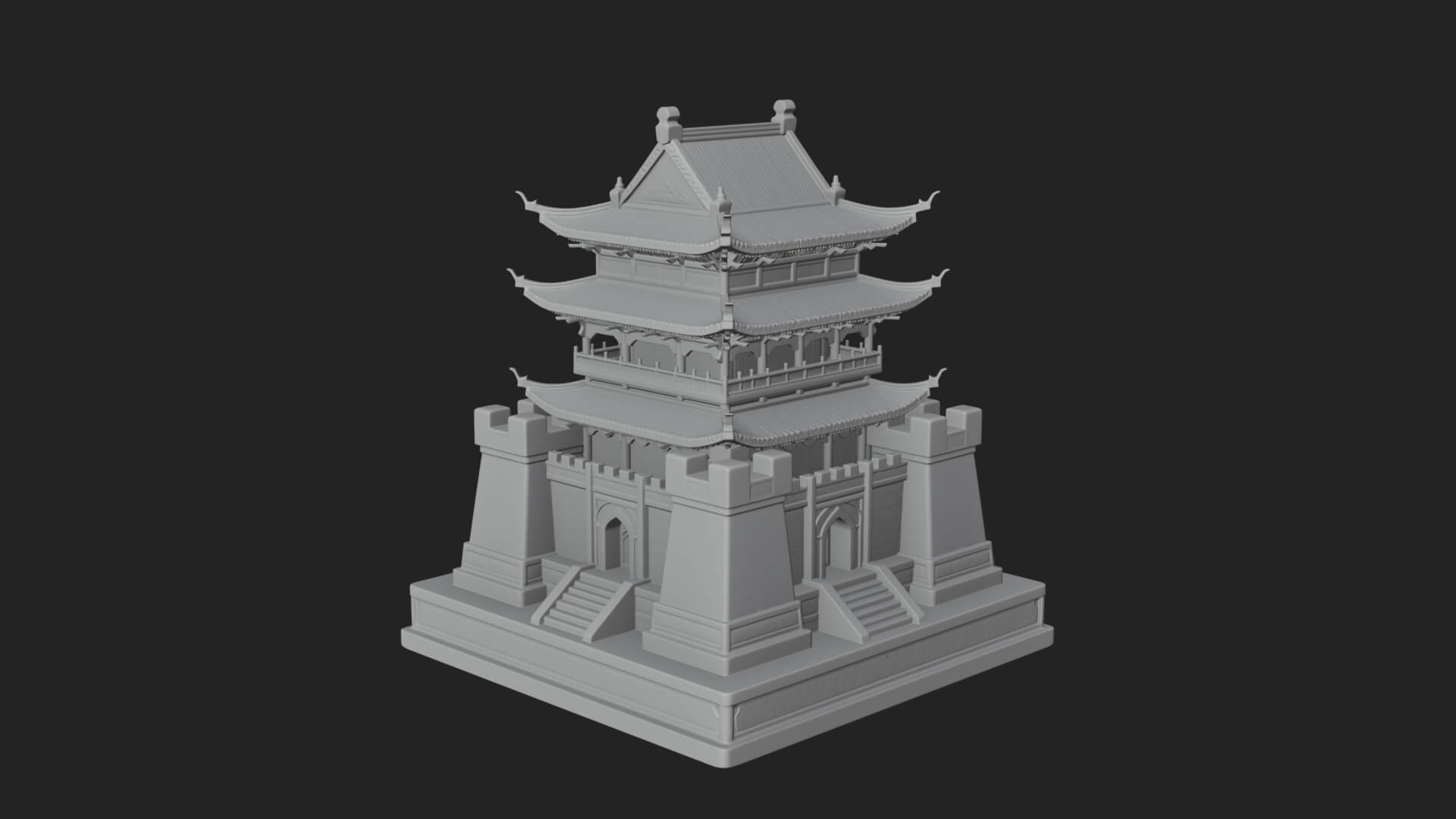 Fortified Pagoda Tower Design 5 3D Print Model 3D Model