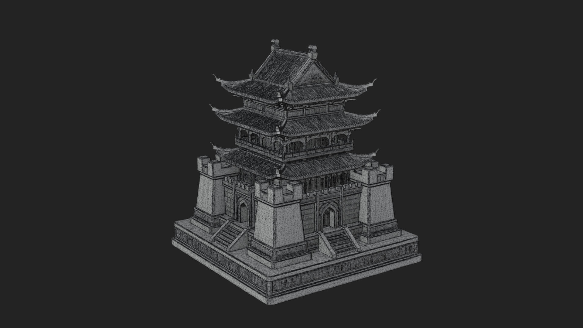 Fortified Pagoda Tower Design 5 3D Print Model 3D Model