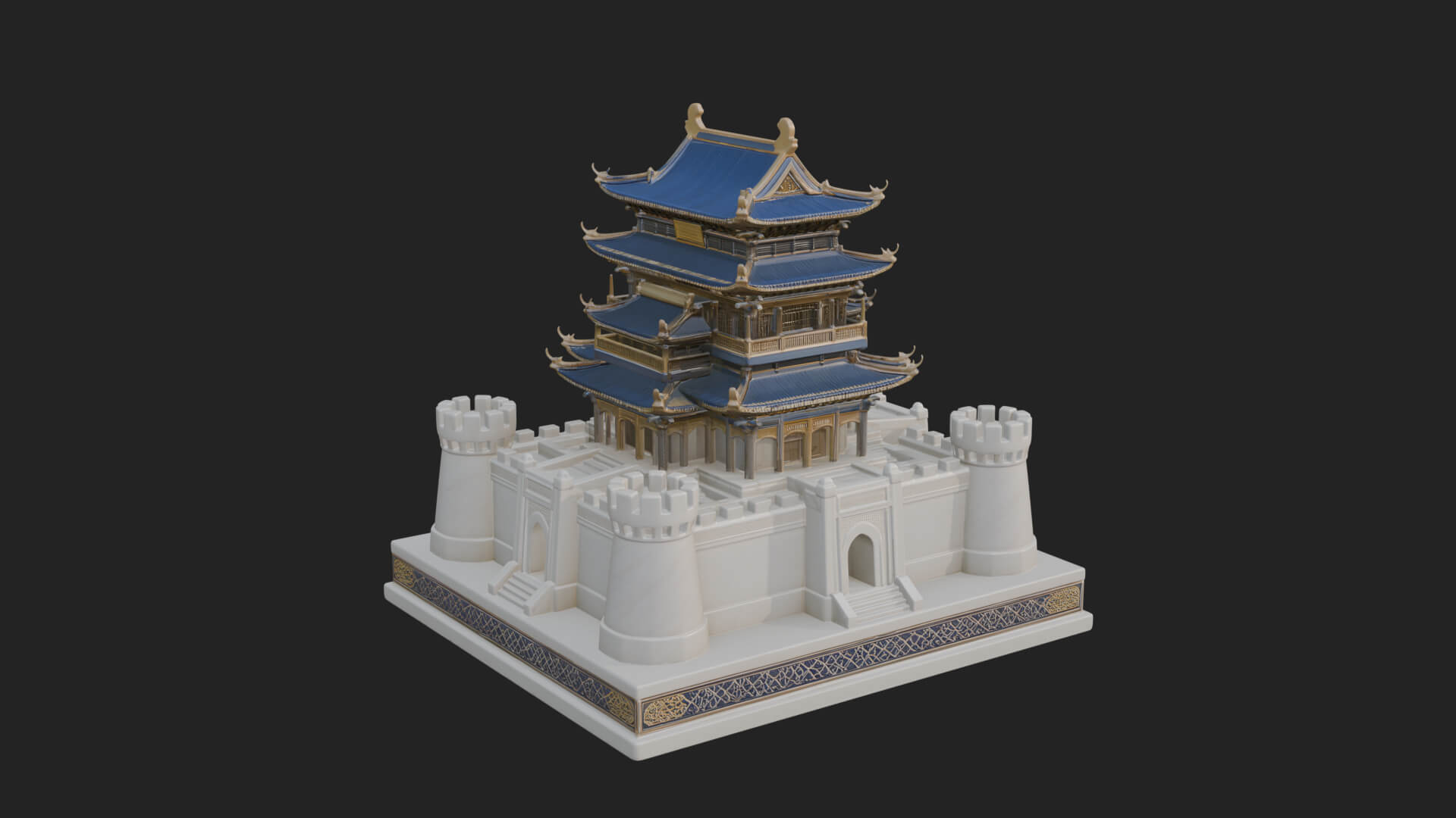 Fortified Pagoda Tower Design 6 3D Print Model 3D Model