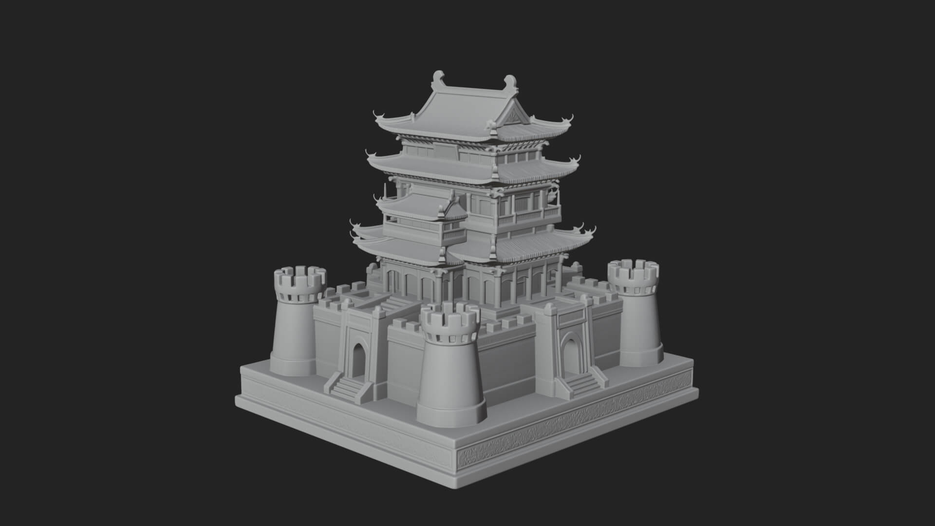Fortified Pagoda Tower Design 6 3D Print Model 3D Model