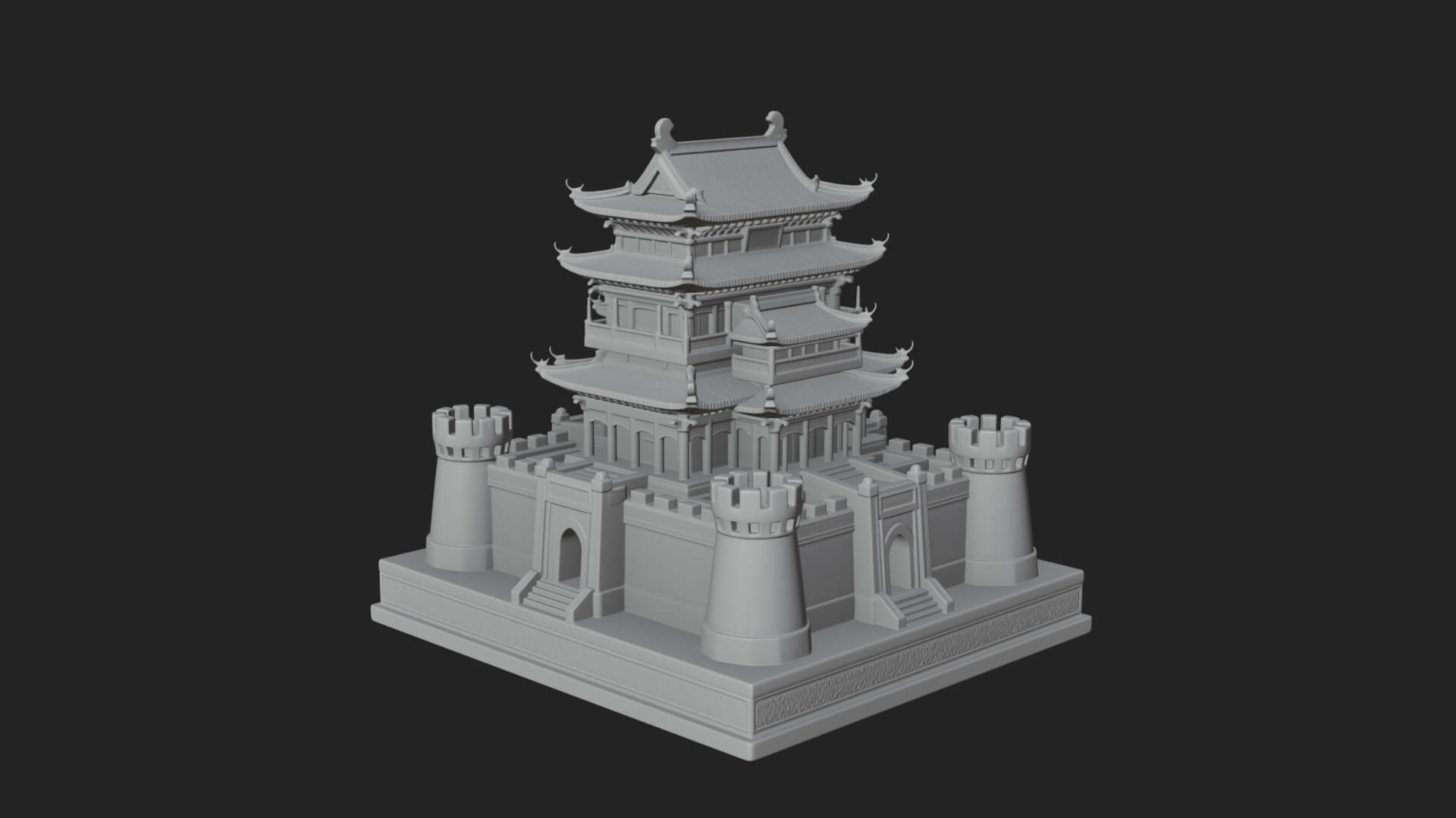 Fortified Pagoda Tower Design 6 3D Print Model 3D Model