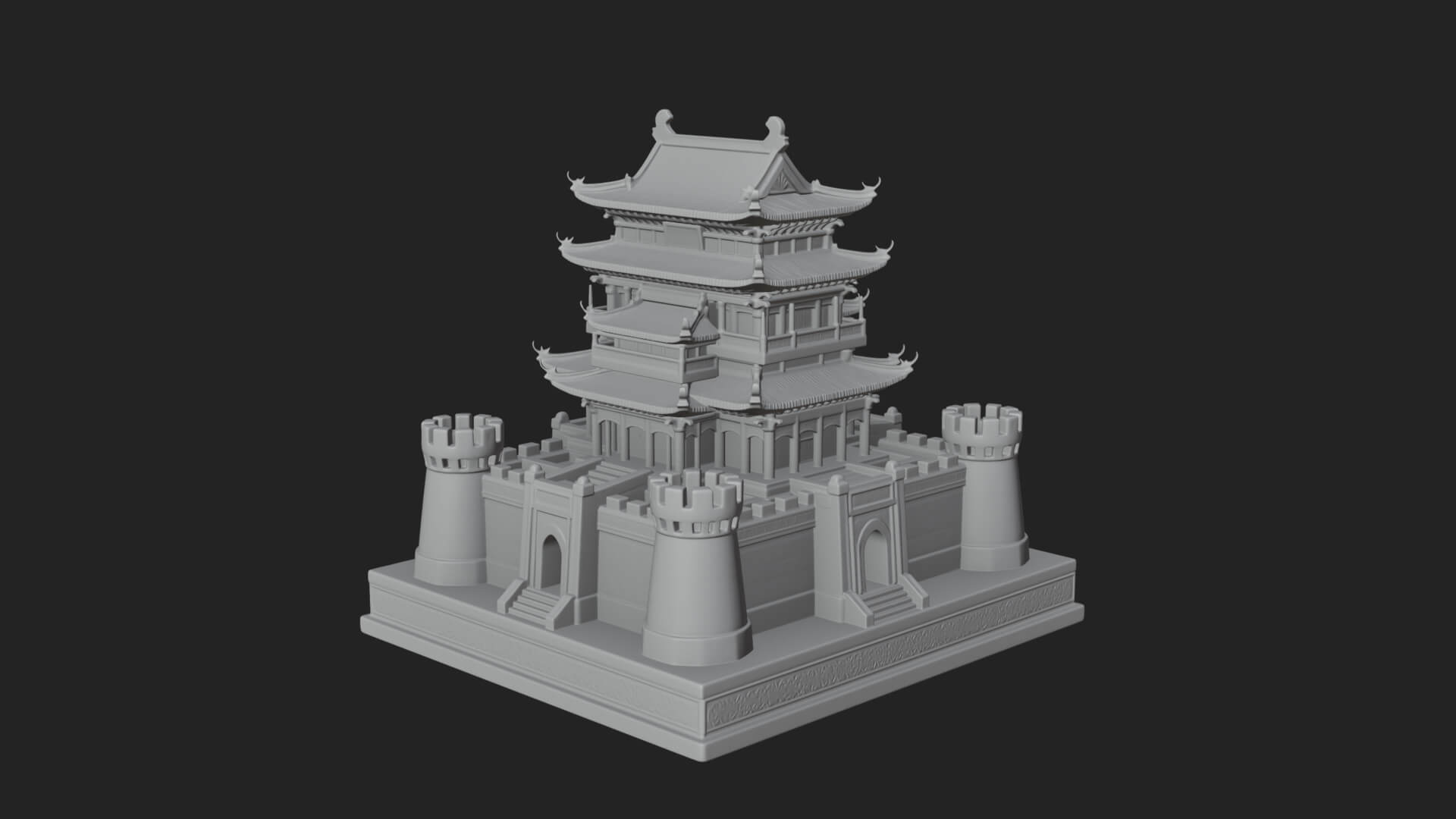 Fortified Pagoda Tower Design 6 3D Print Model 3D Model