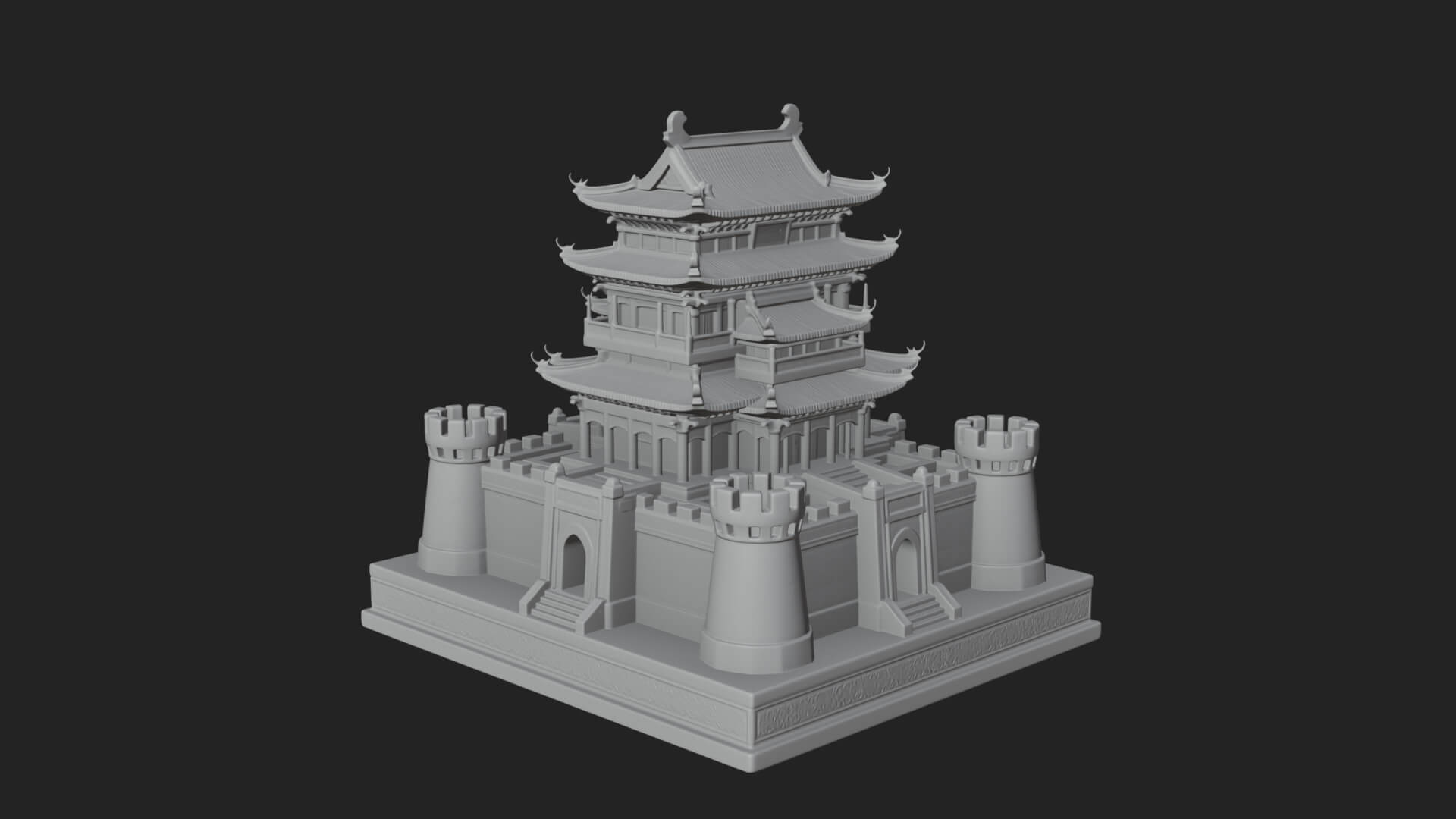 Fortified Pagoda Tower Design 6 3D Print Model 3D Model