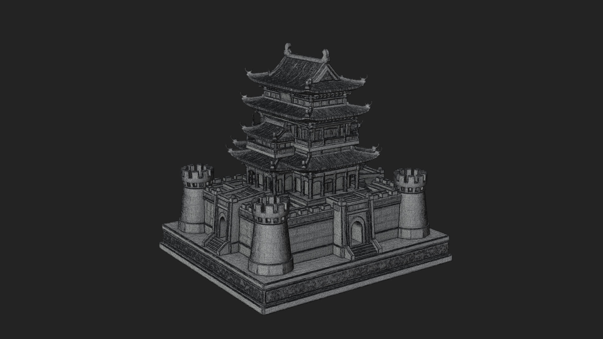 Fortified Pagoda Tower Design 6 3D Print Model 3D Model