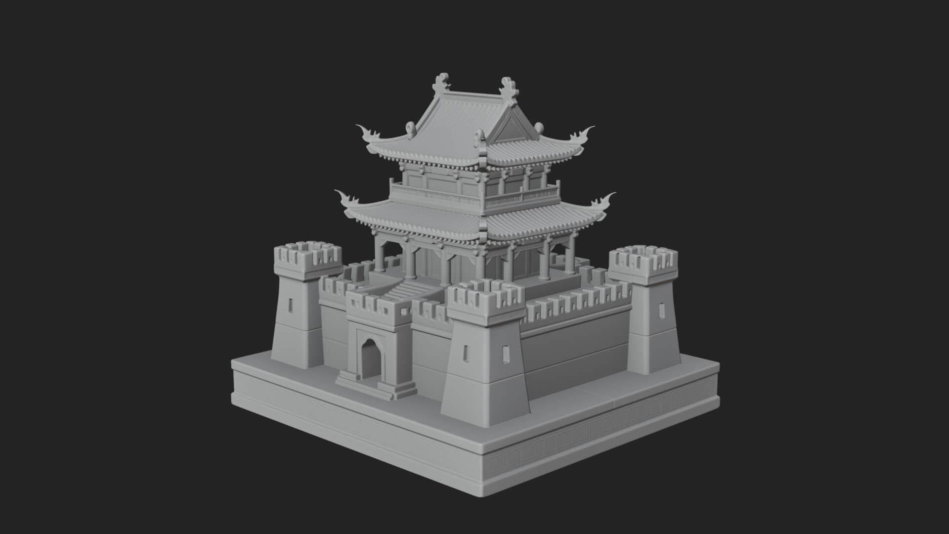 Fortified Pagoda Tower Design 7 3D Print Model 3D Model
