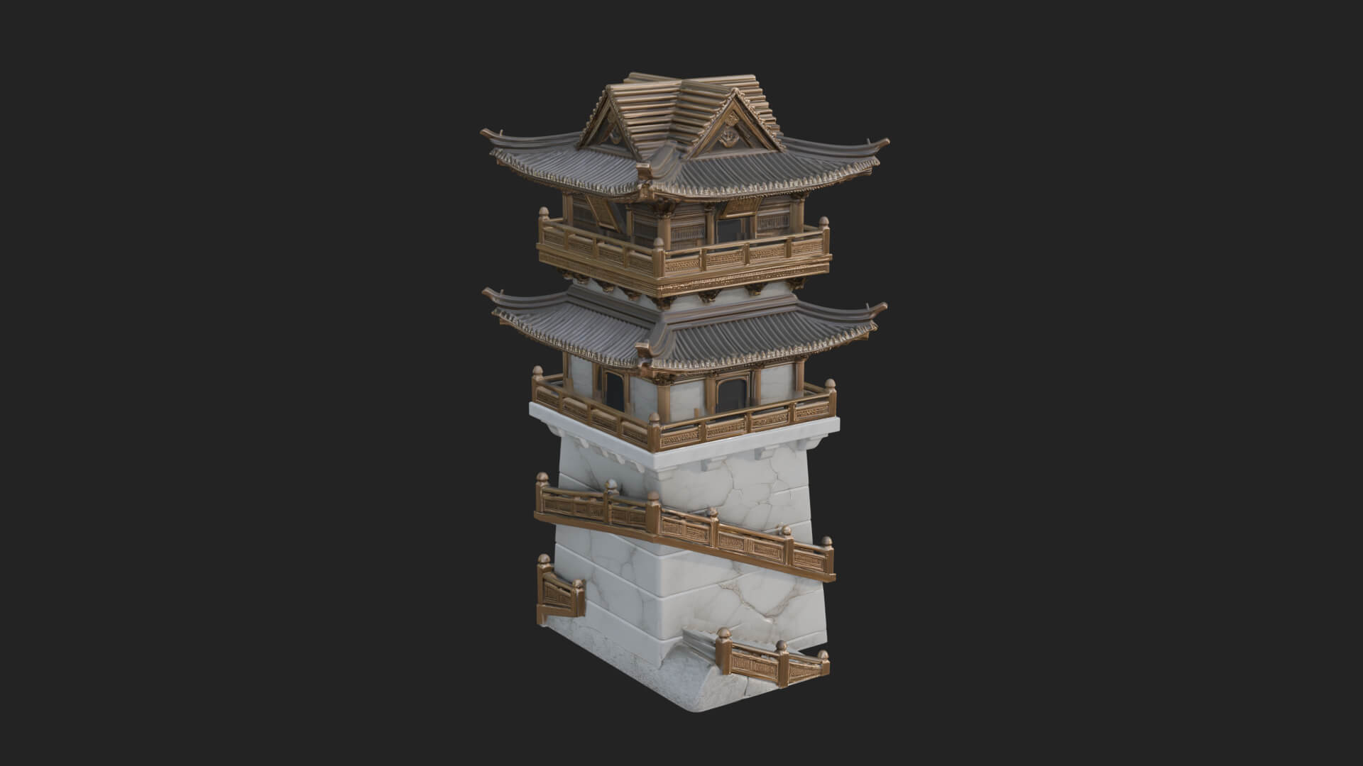 Fortified Pagoda Tower Design 8 3D Print Model 3D Model