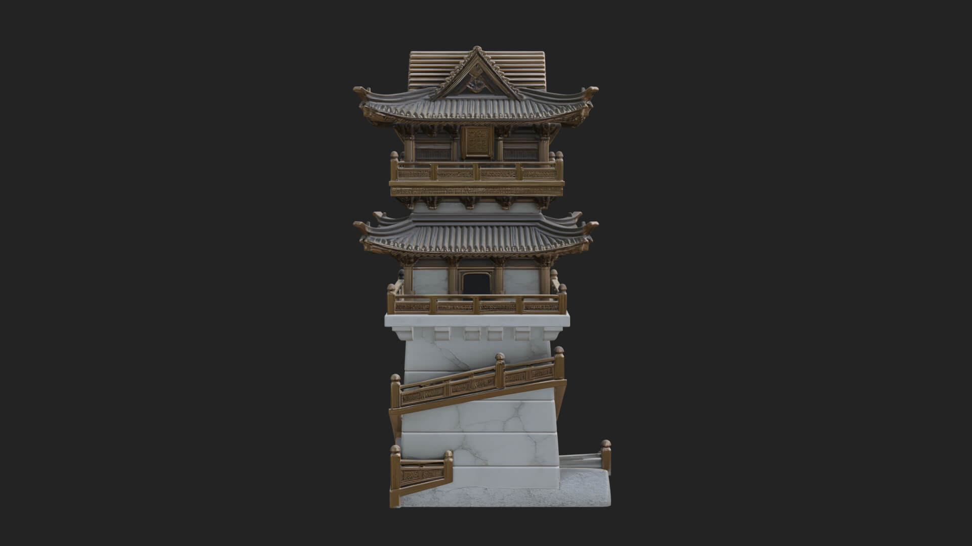Fortified Pagoda Tower Design 8 3D Print Model 3D Model