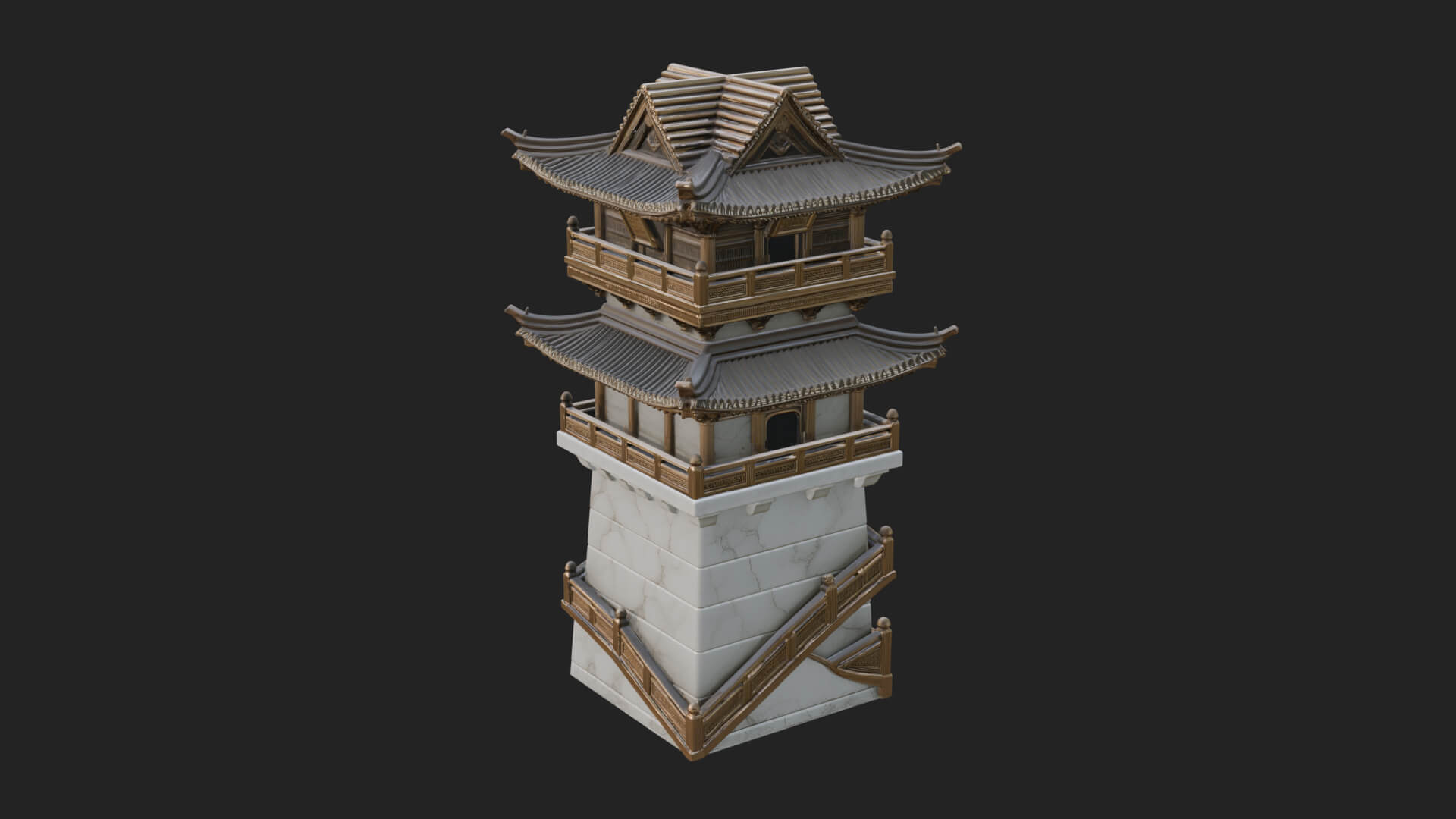 Fortified Pagoda Tower Design 8 3D Print Model 3D Model