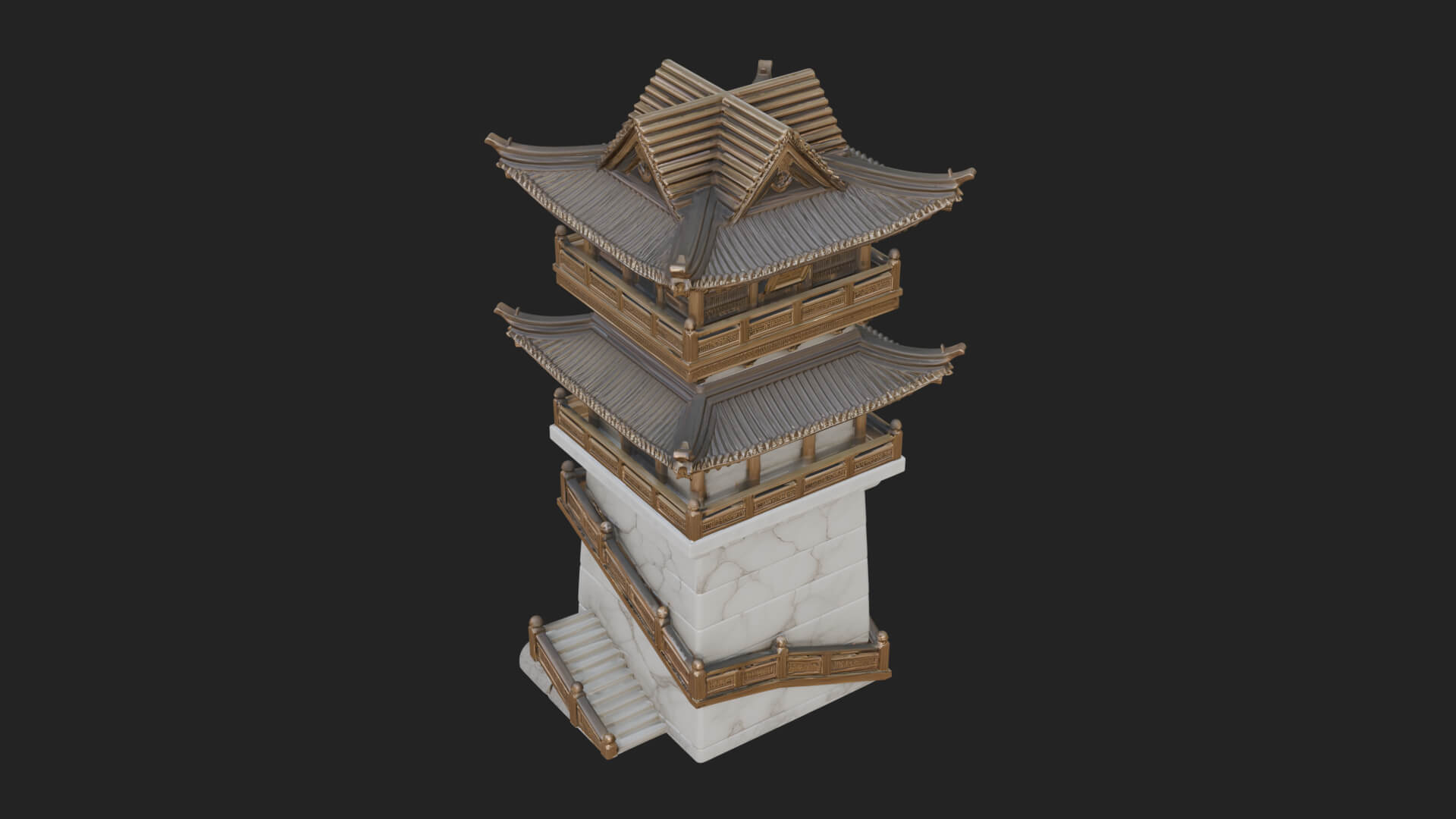 Fortified Pagoda Tower Design 8 3D Print Model 3D Model