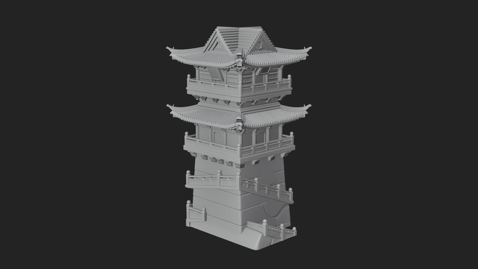 Fortified Pagoda Tower Design 8 3D Print Model 3D Model