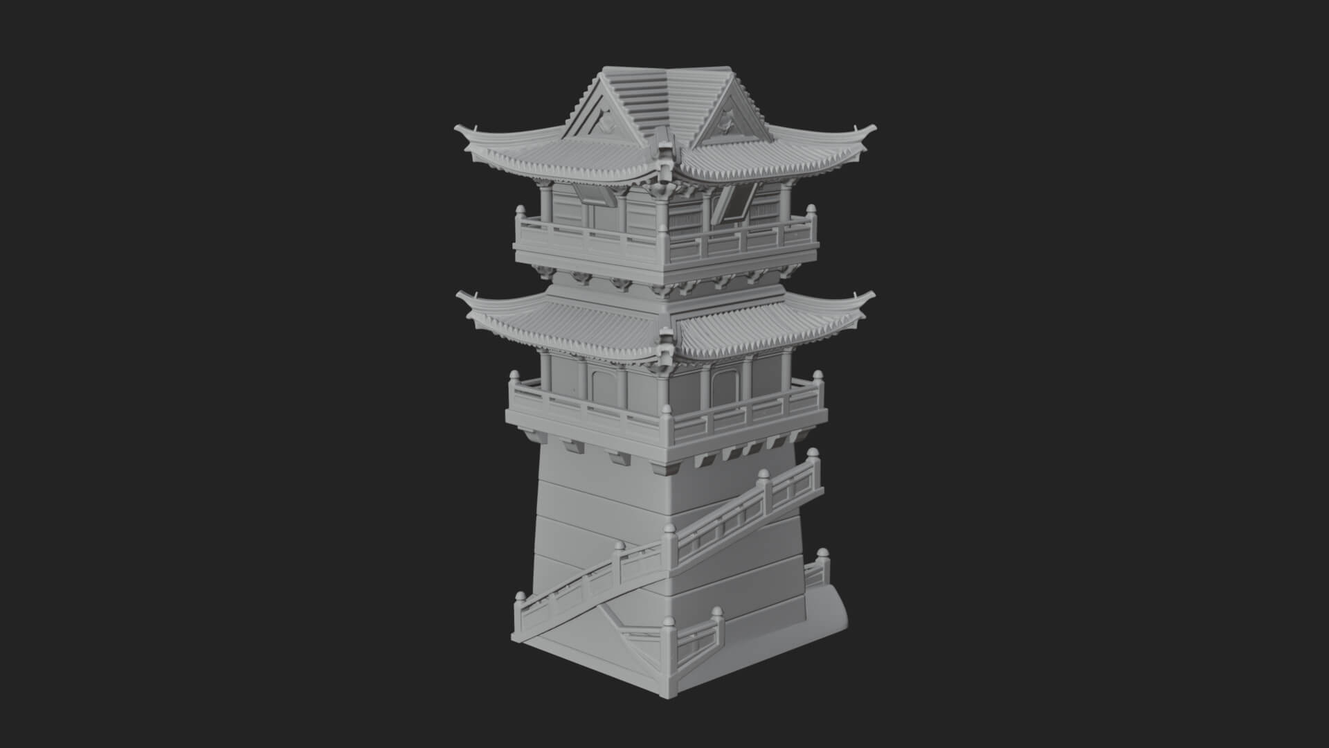 Fortified Pagoda Tower Design 8 3D Print Model 3D Model