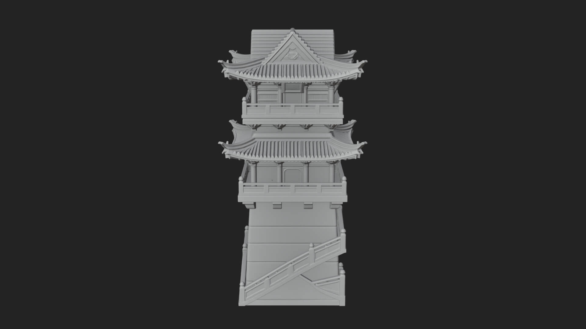 Fortified Pagoda Tower Design 8 3D Print Model 3D Model