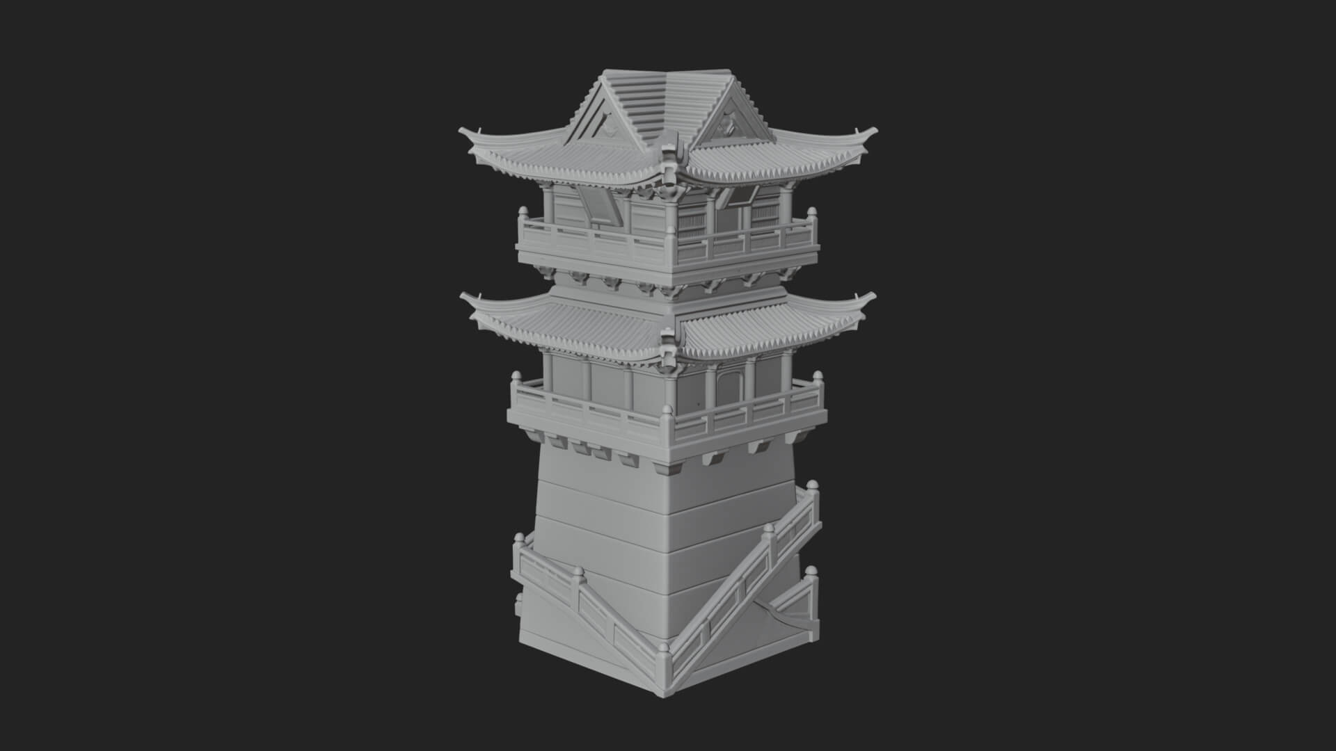 Fortified Pagoda Tower Design 8 3D Print Model 3D Model