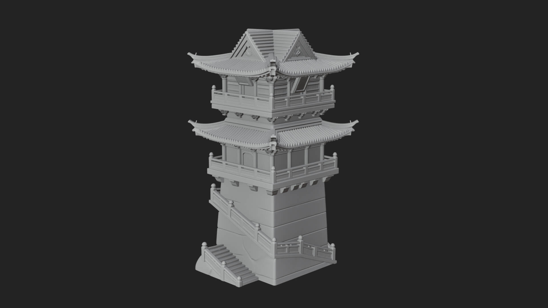 Fortified Pagoda Tower Design 8 3D Print Model 3D Model
