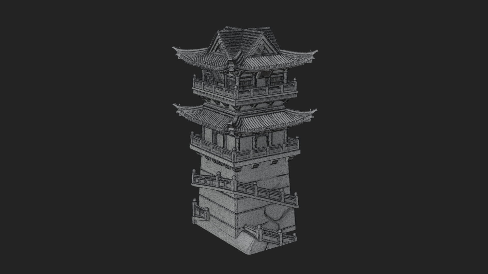 Fortified Pagoda Tower Design 8 3D Print Model 3D Model