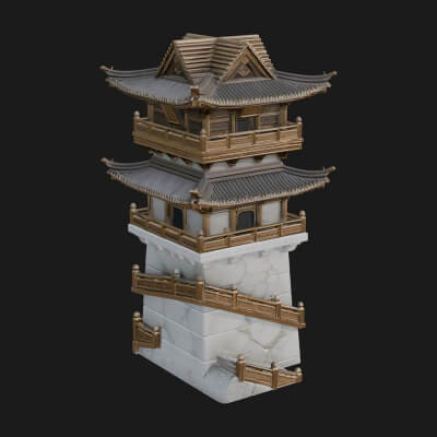 Fortified Pagoda Tower Design 8 3D Print Model