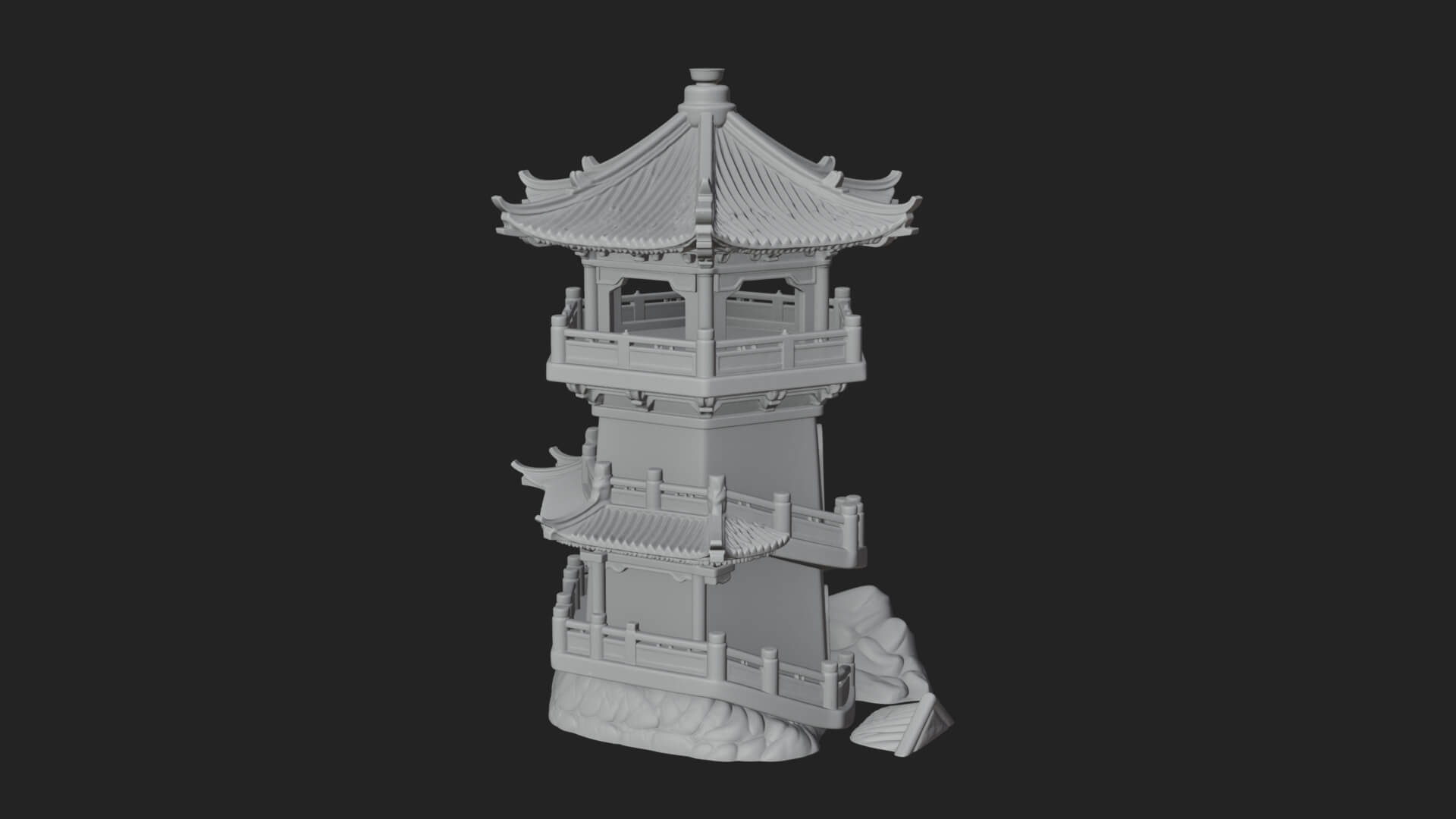 Fortified Pagoda Tower Design 9 3D Print Model 3D Model