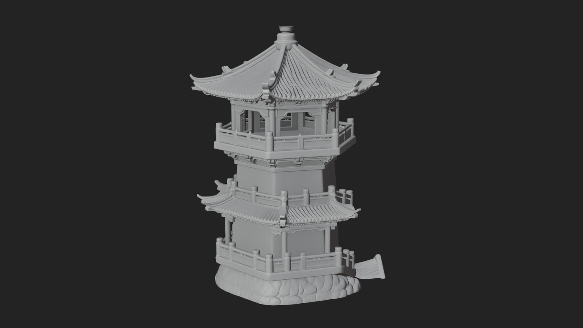 Fortified Pagoda Tower Design 9 3D Print Model 3D Model