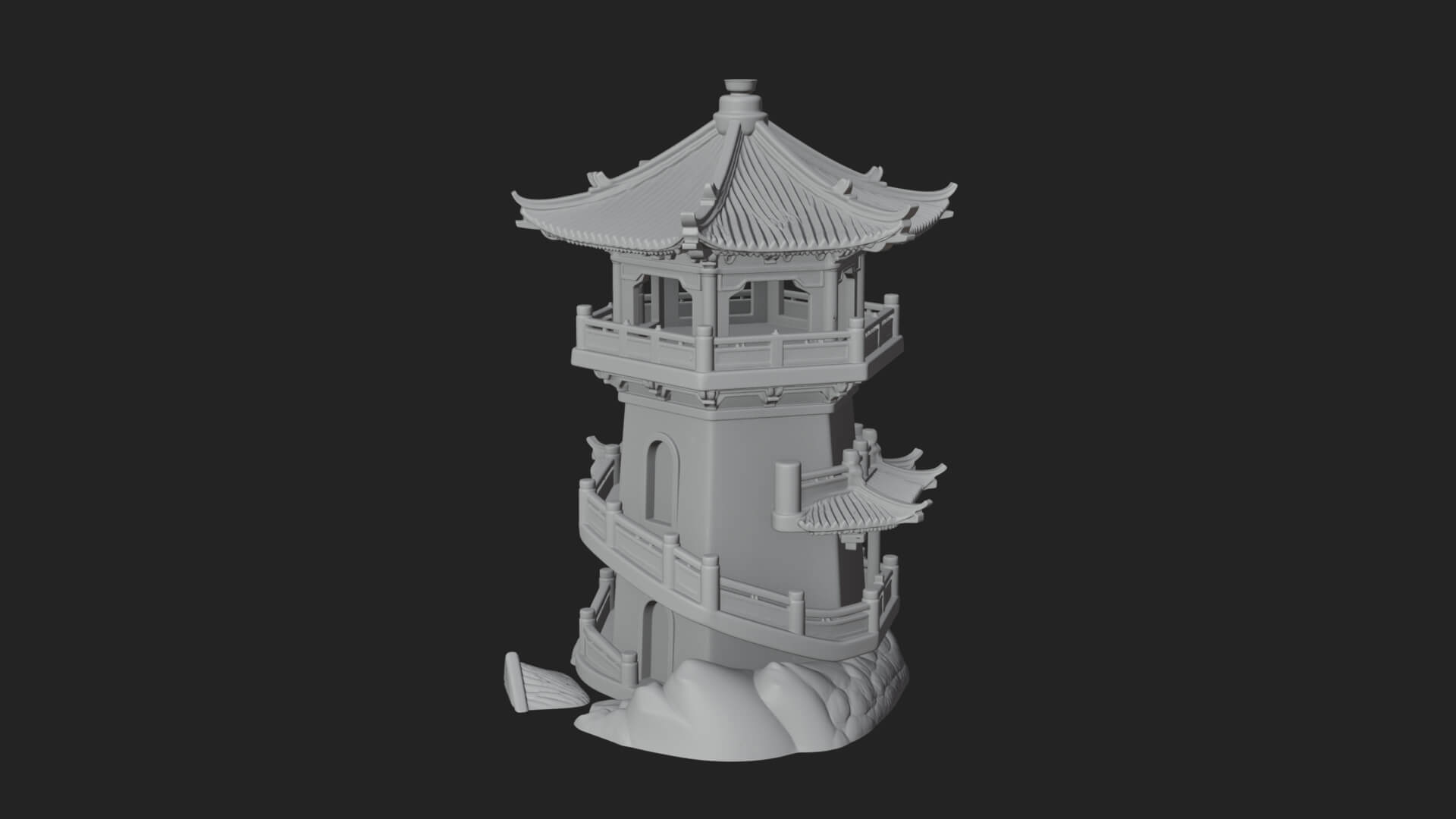 Fortified Pagoda Tower Design 9 3D Print Model 3D Model