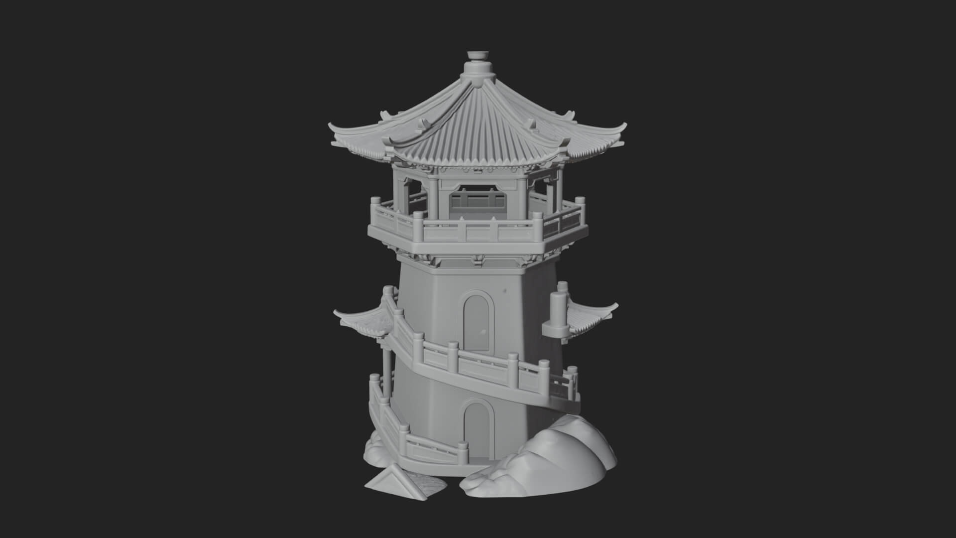 Fortified Pagoda Tower Design 9 3D Print Model 3D Model