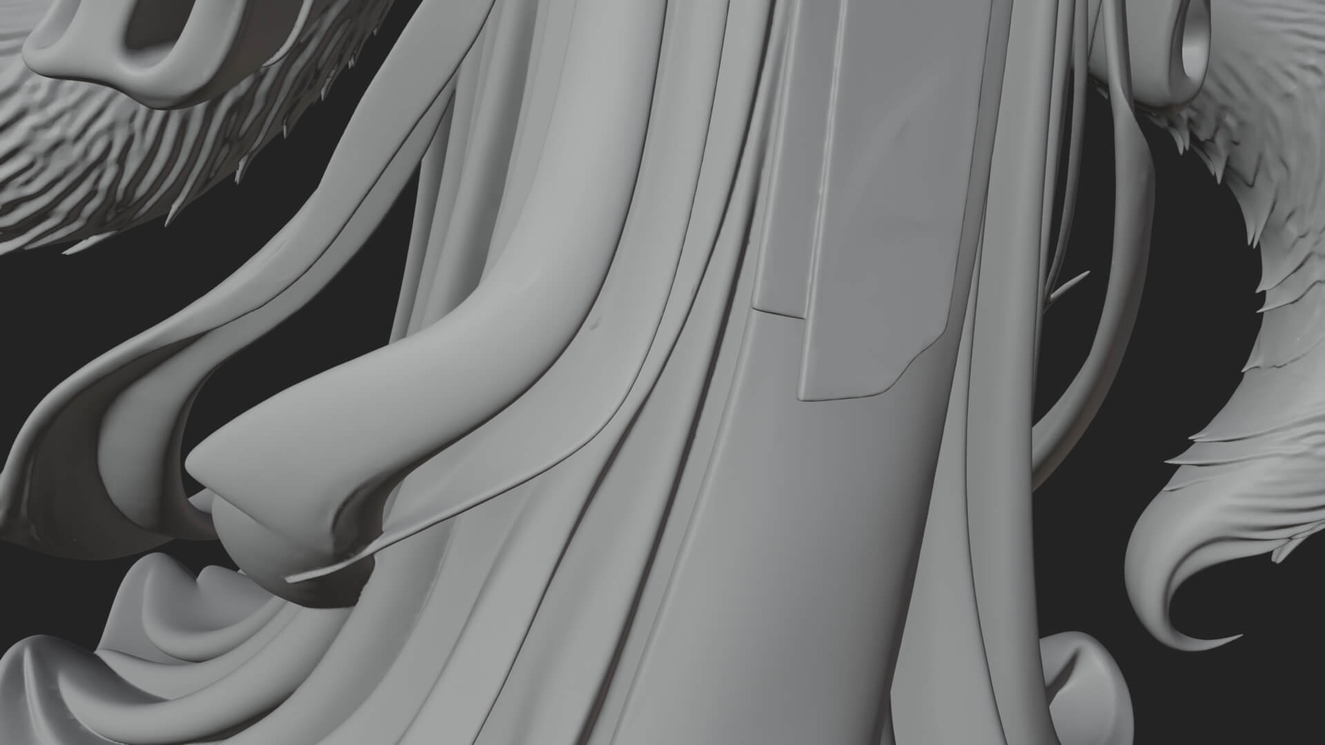 Fox-Eared Kitsune Woman Statue Design 1 3D Print Model 3D Model