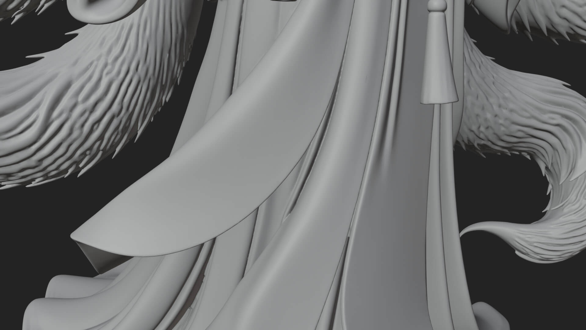 Fox-Eared Kitsune Woman Statue Design 2 3D Print Model 3D Model