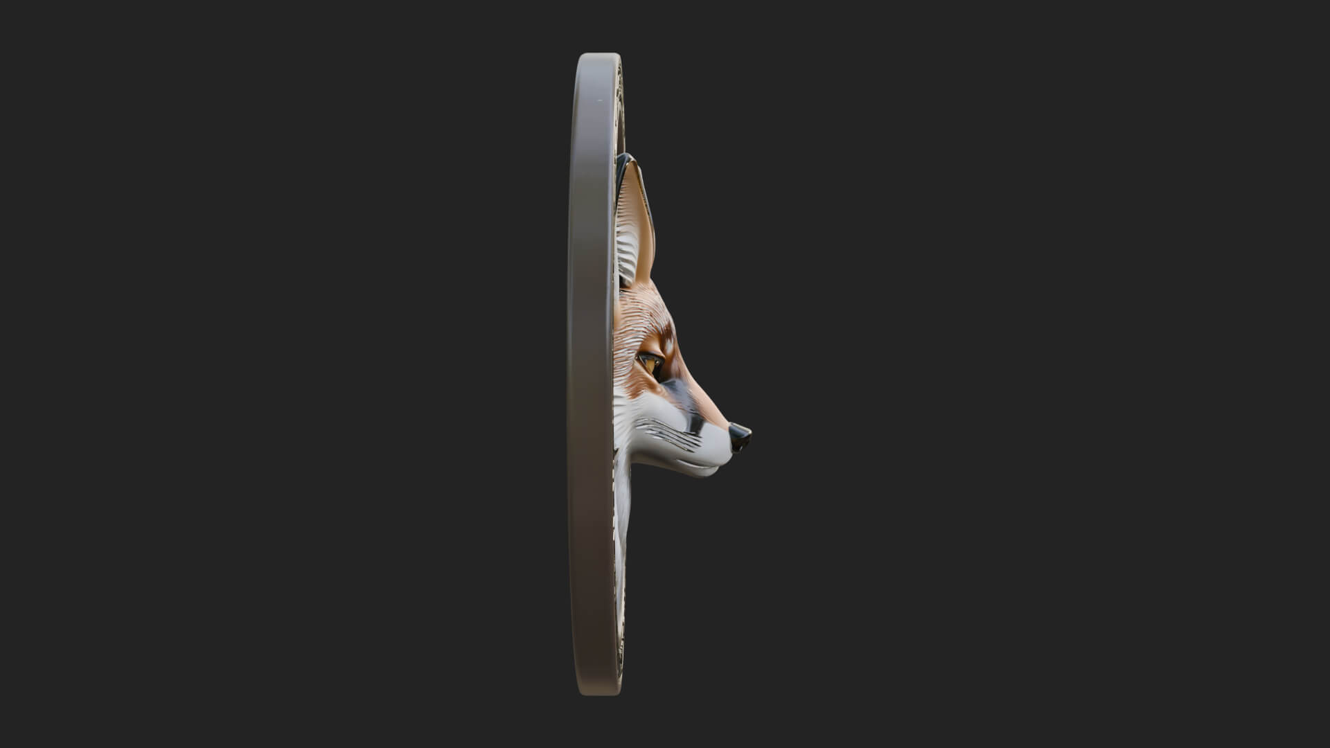 Fox Head Oval Relief Plaque Design 1 3D Print Model 3D Model