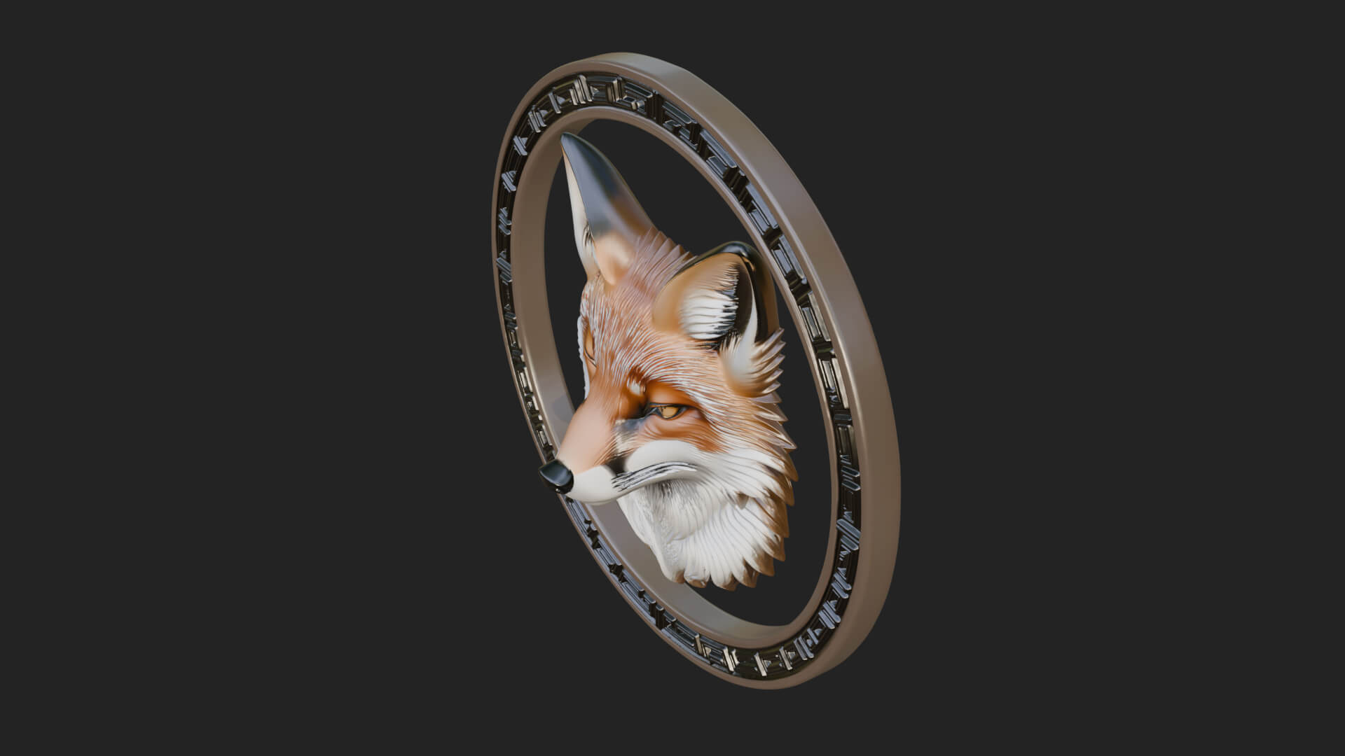 Fox Head Oval Relief Plaque Design 1 3D Print Model 3D Model