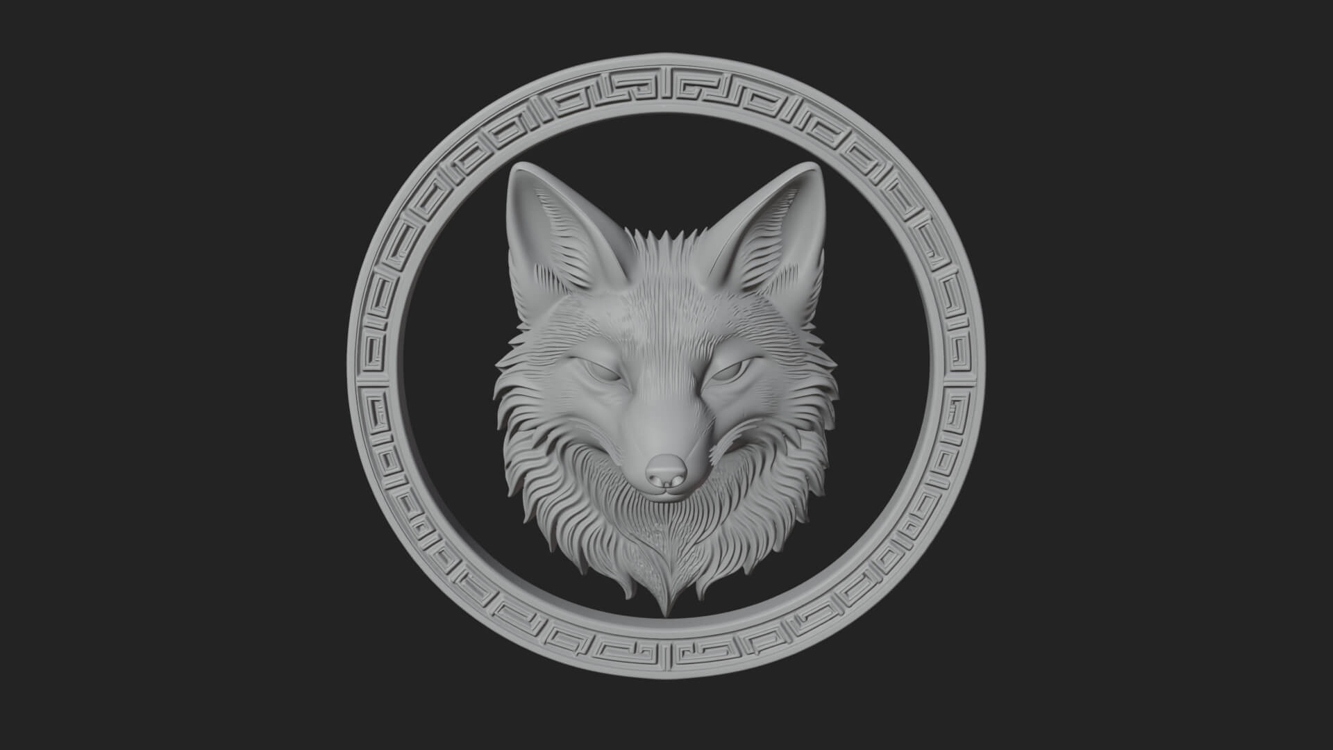 Fox Head Oval Relief Plaque Design 1 3D Print Model 3D Model