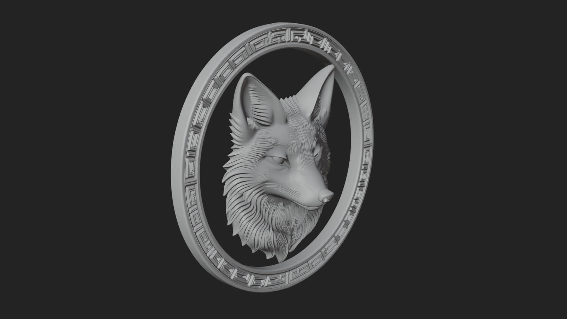 Fox Head Oval Relief Plaque Design 1 3D Print Model 3D Model
