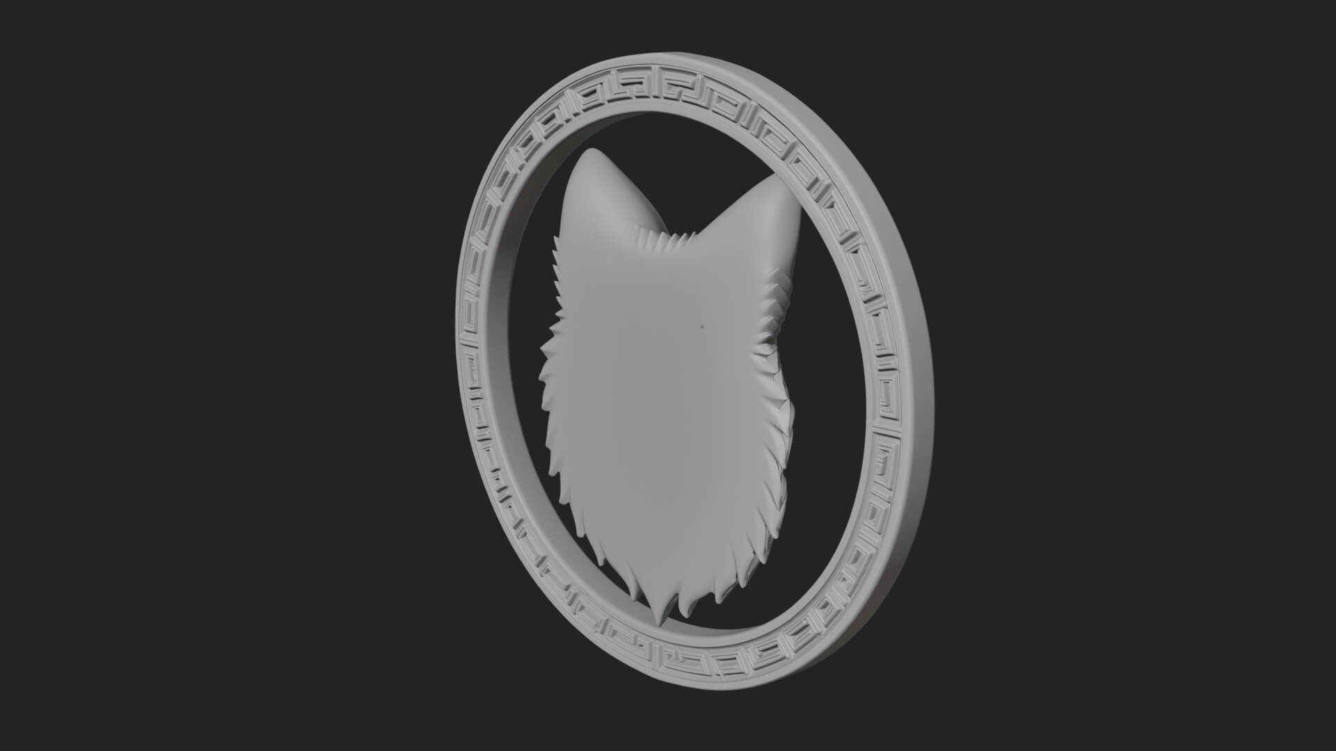 Fox Head Oval Relief Plaque Design 1 3D Print Model 3D Model