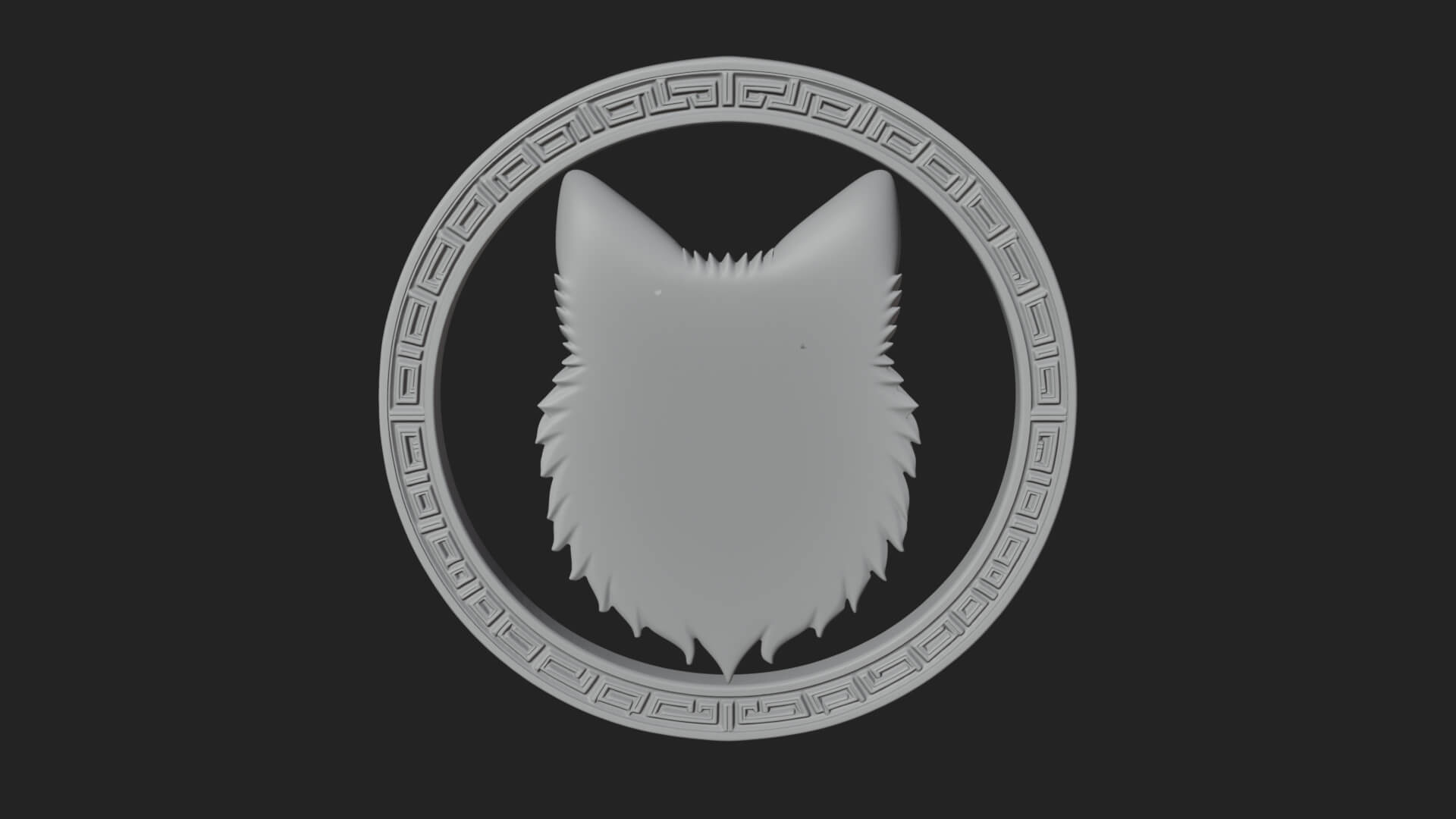 Fox Head Oval Relief Plaque Design 1 3D Print Model 3D Model