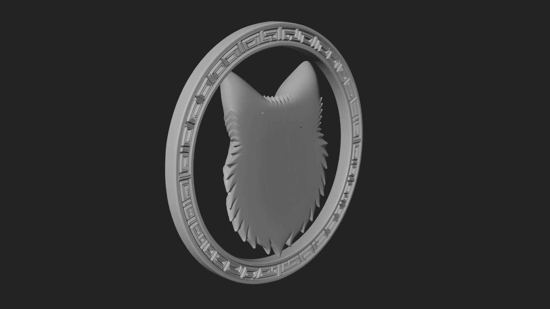 Fox Head Oval Relief Plaque Design 1 3D Print Model 3D Model