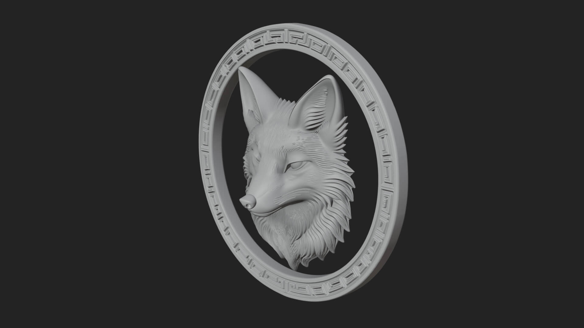Fox Head Oval Relief Plaque Design 1 3D Print Model 3D Model