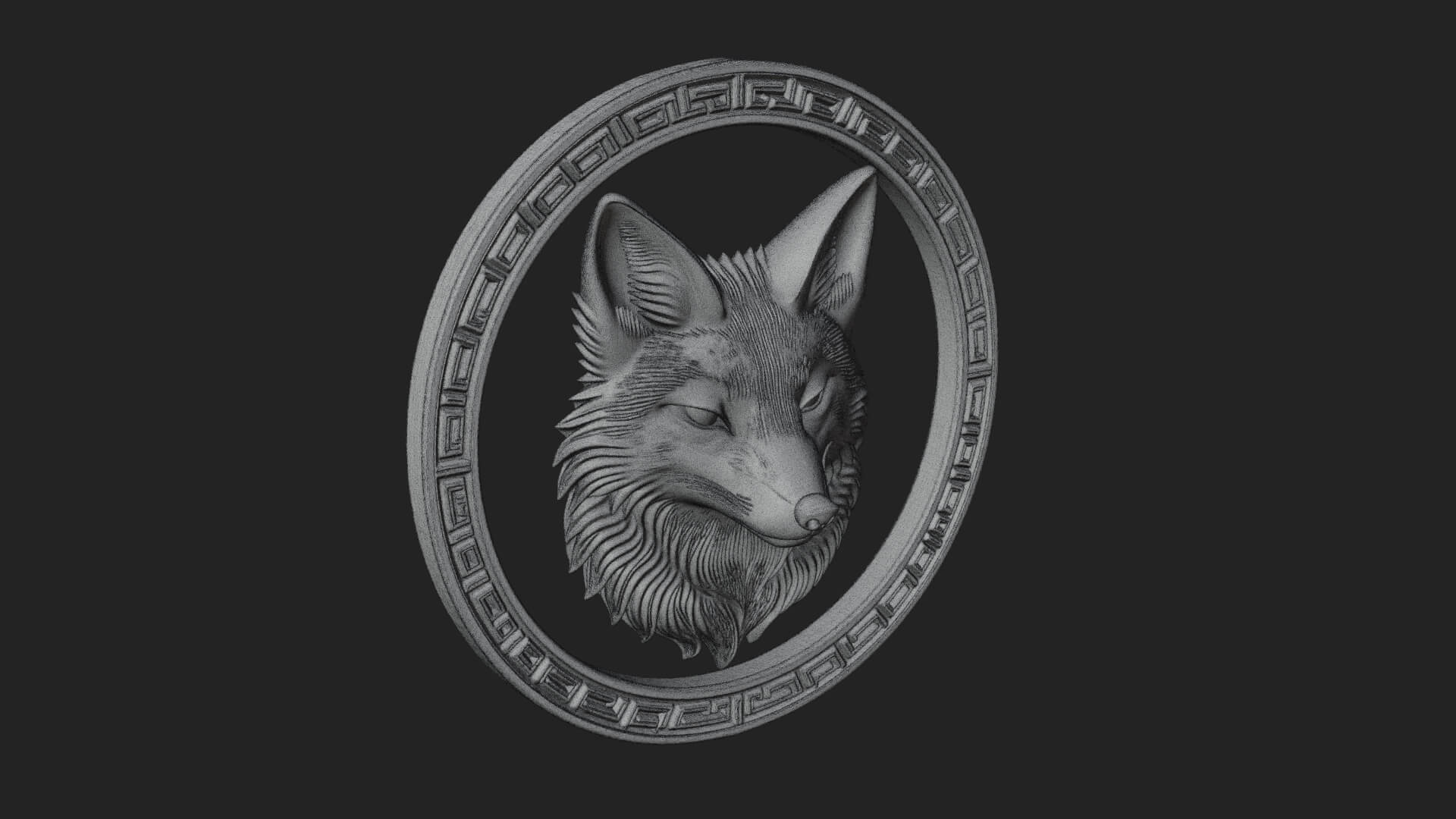Fox Head Oval Relief Plaque Design 1 3D Print Model 3D Model