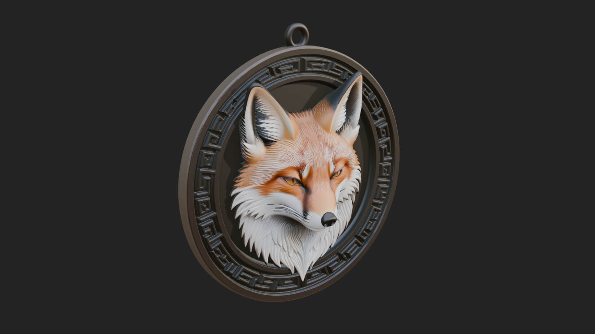 Fox Head Oval Relief Plaque Design 2 3D Print Model 3D Model