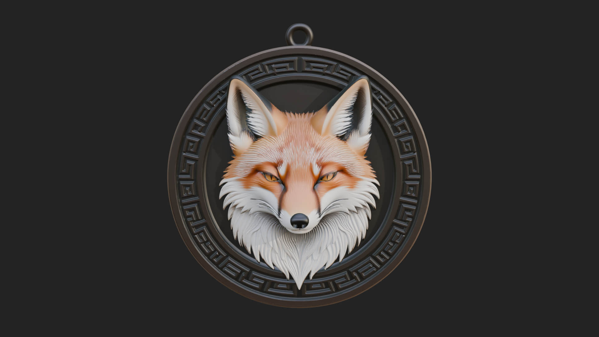 Fox Head Oval Relief Plaque Design 2 3D Print Model 3D Model